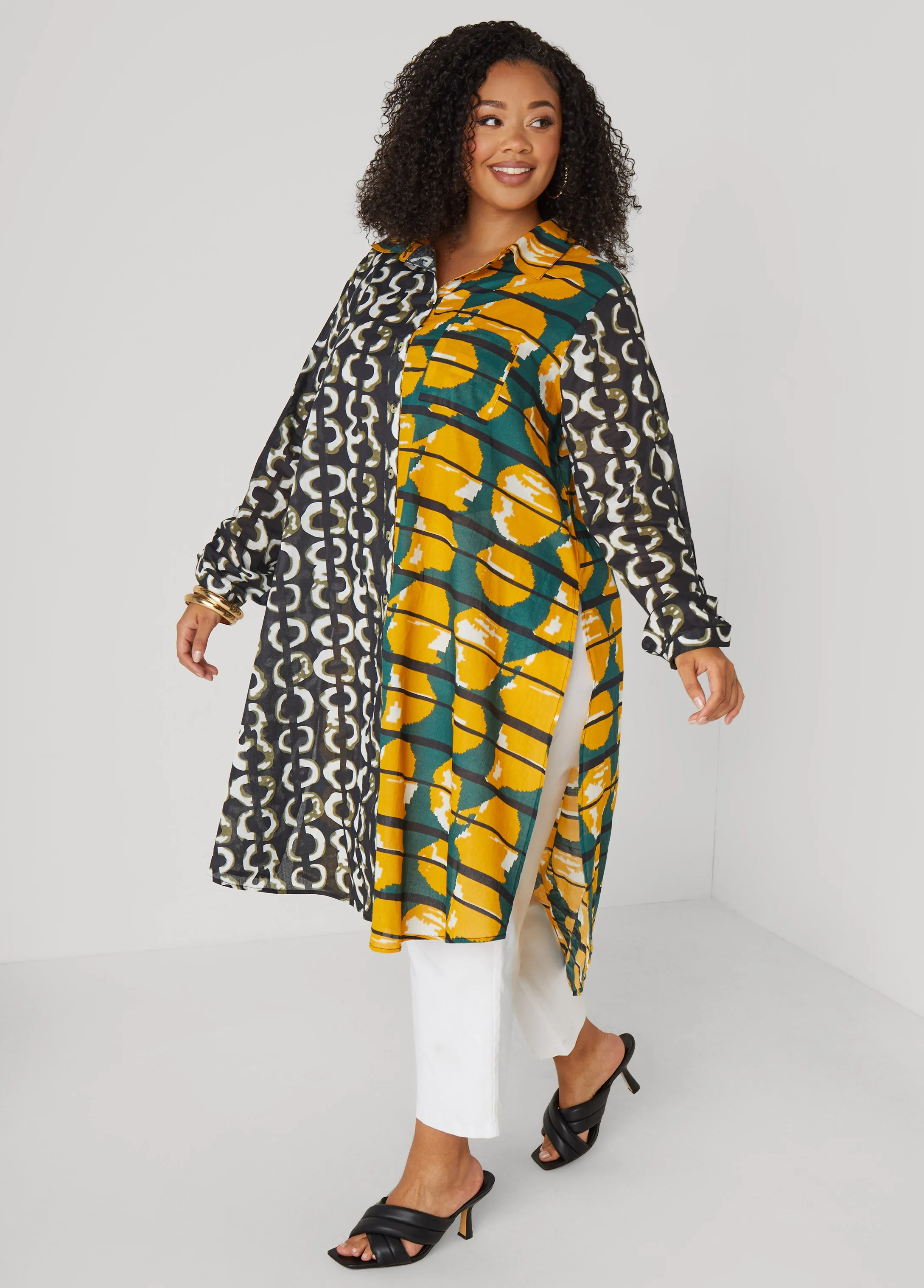 Abstract Cotton Duster Shirt