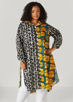 Abstract Cotton Duster Shirt