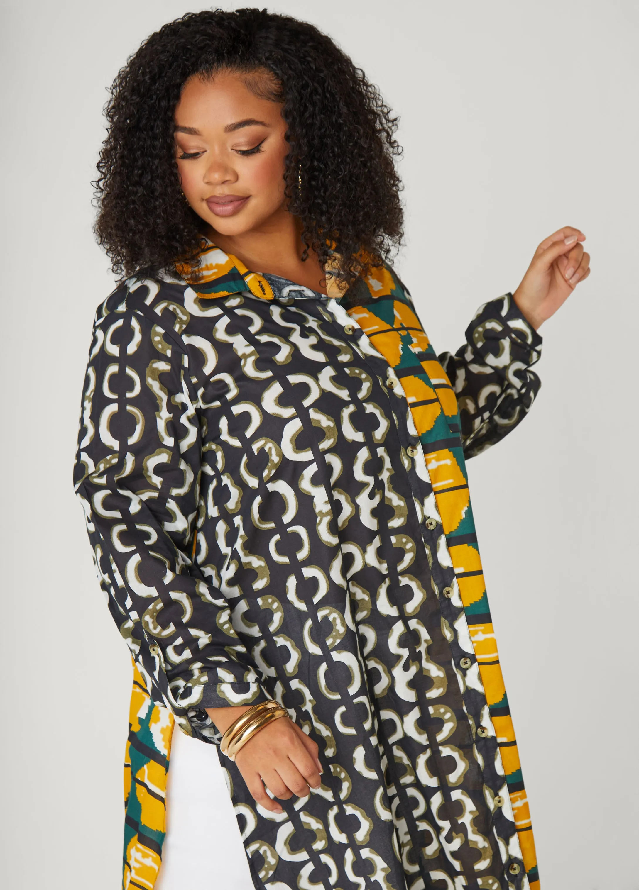 Abstract Cotton Duster Shirt