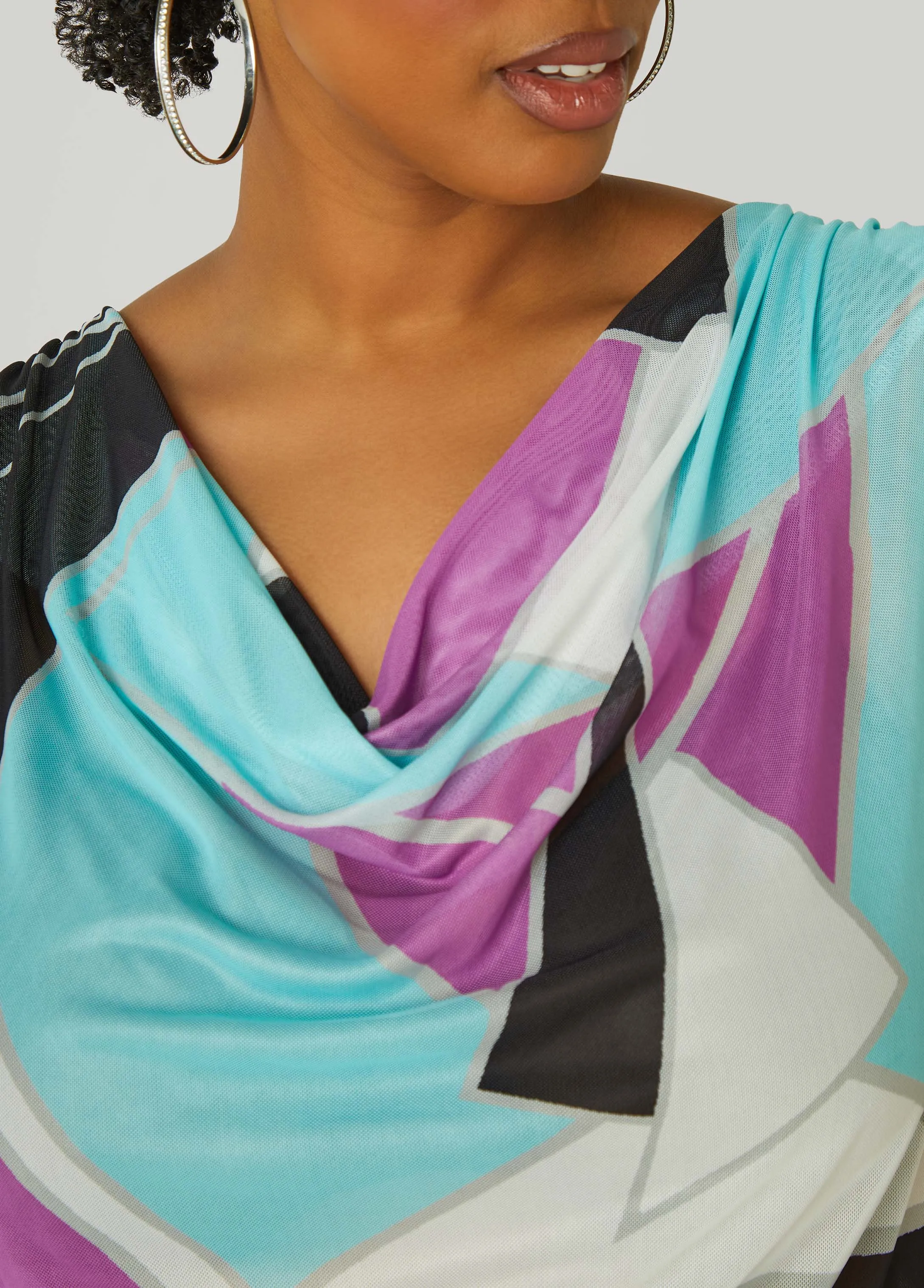 Abstract Cowl Neck Top