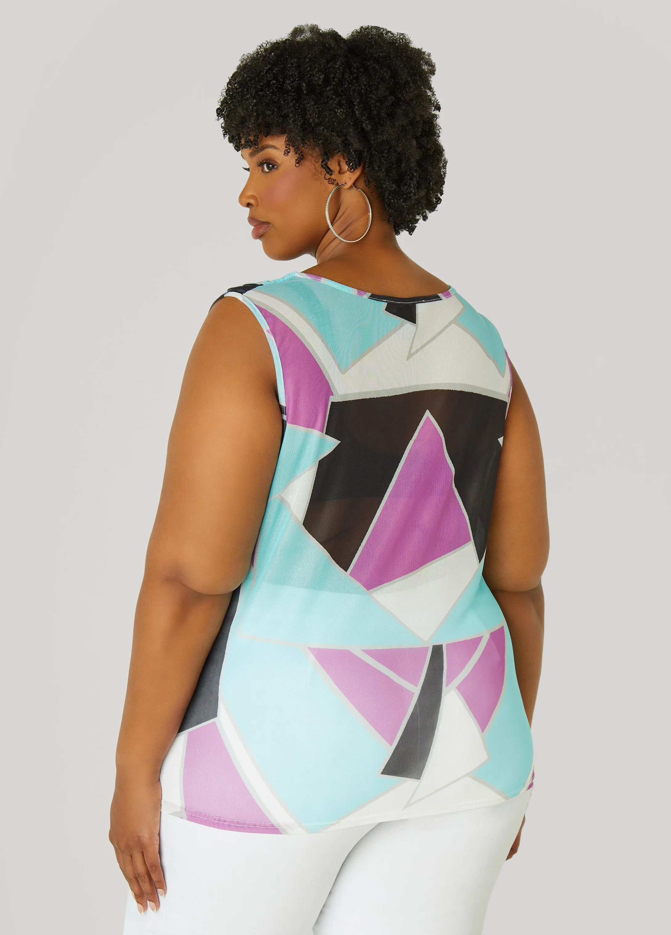Abstract Cowl Neck Top