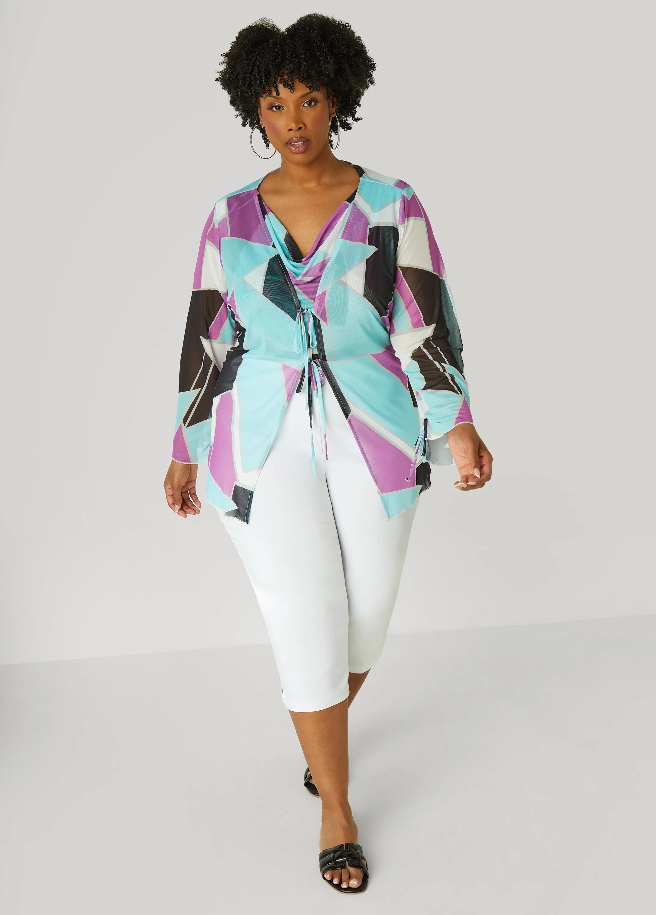 Abstract Cowl Neck Top