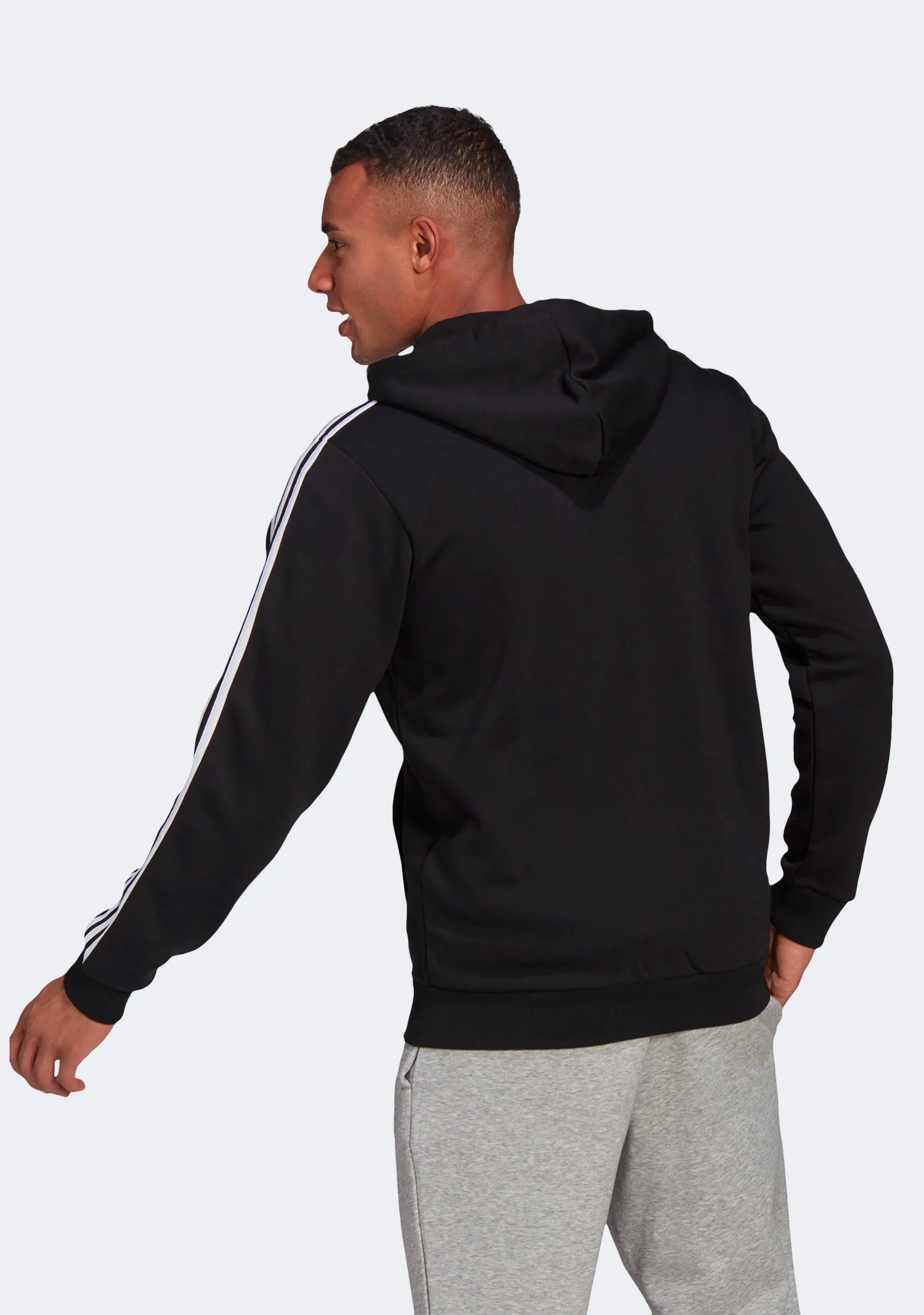Adidas Men??s Essentials 3-Stripes Fleece Cut Full Zip Hoodie