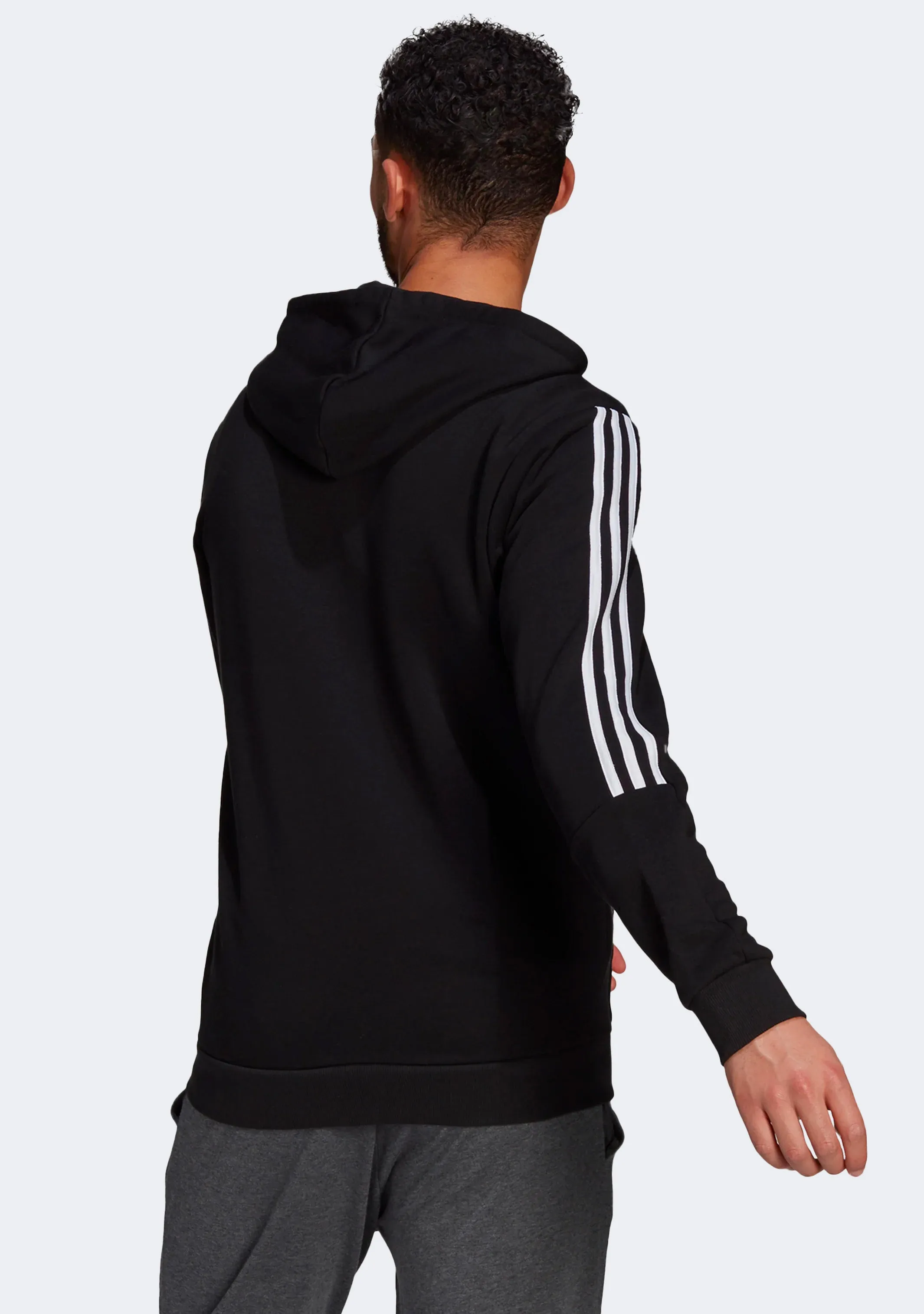 Adidas Men??s Essentials 3-Stripes Fleece Cut Full Zip Hoodie