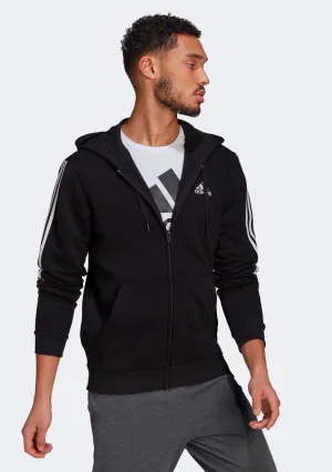 Adidas Men??s Essentials 3-Stripes Fleece Cut Full Zip Hoodie