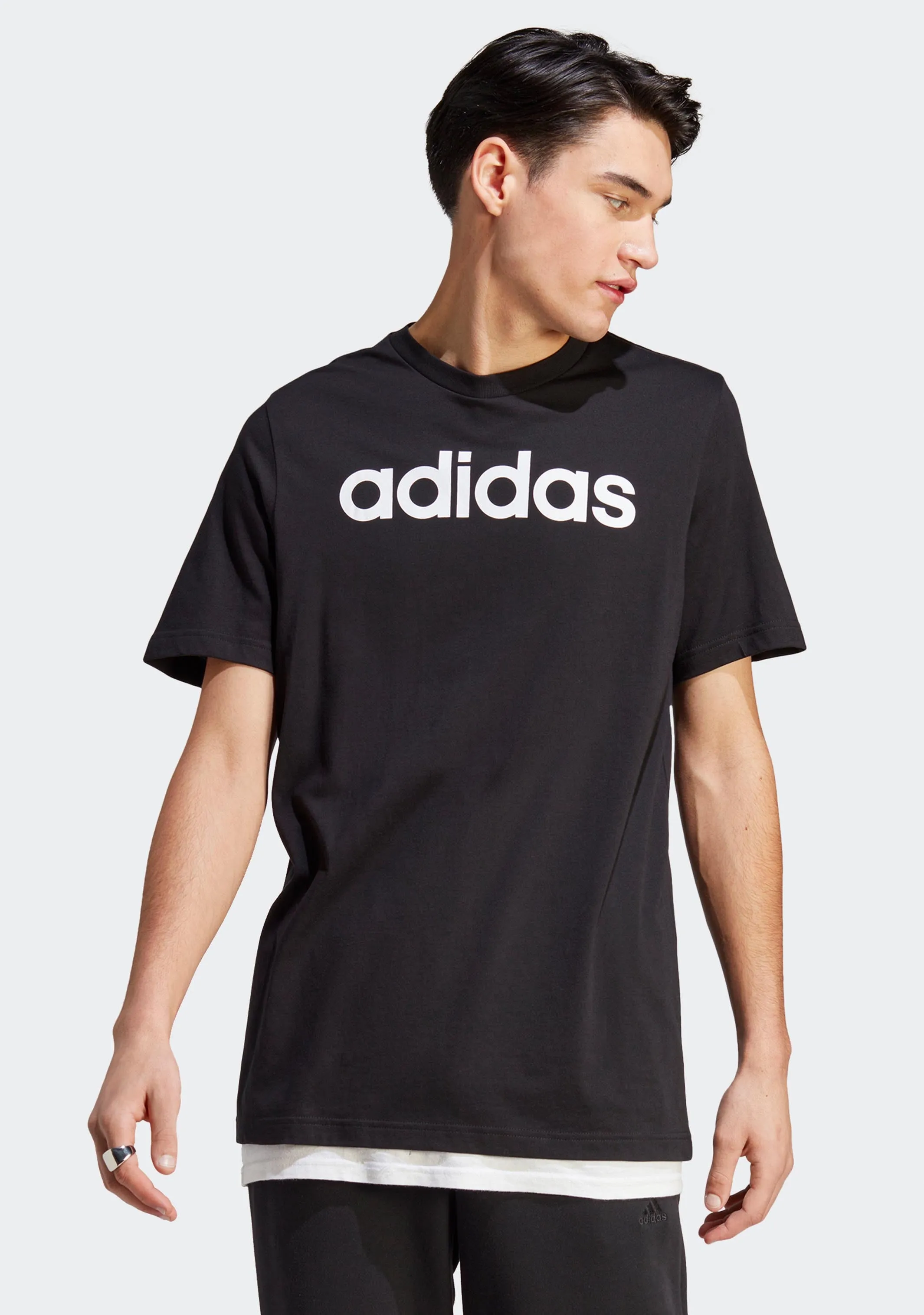 Adidas Men??s Essentials Single Jersey Linear Embroidered Logo Tee