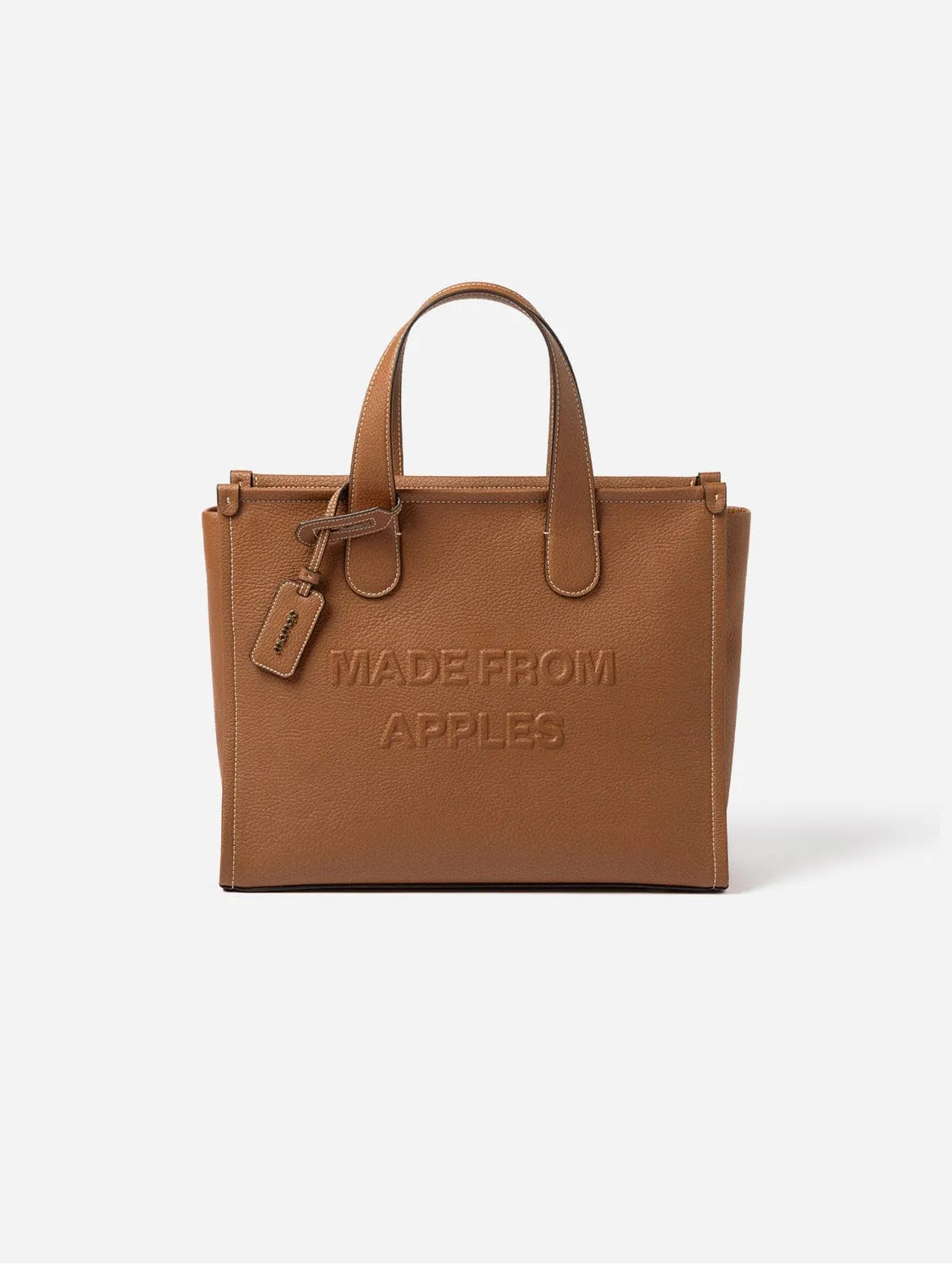 Alma L Apple Leather Vegan Tote Bag | Cognac