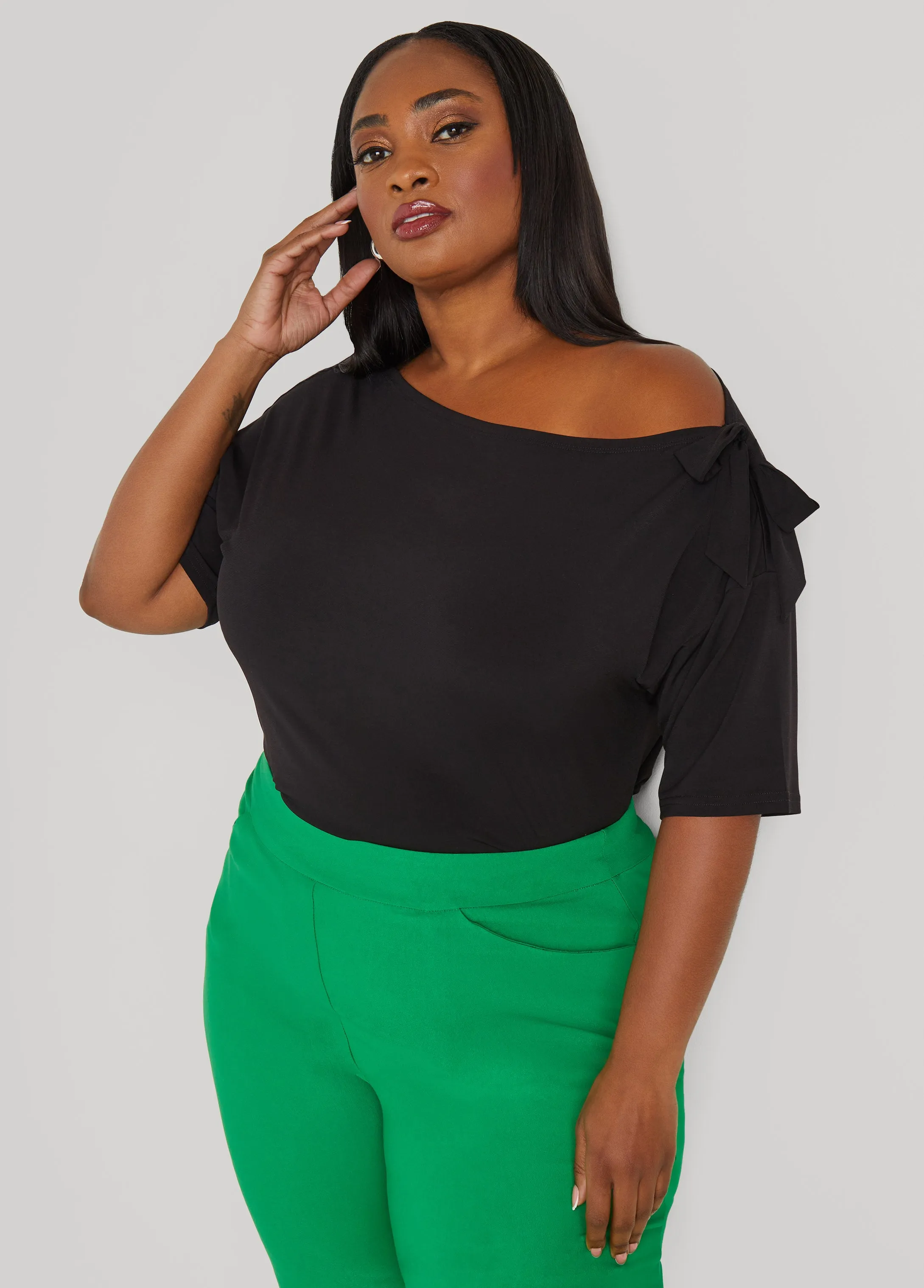 Bow Embellished One Shoulder Top