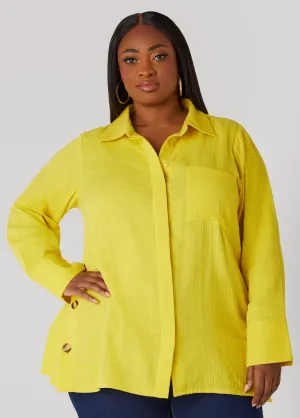 Button Detailed Cotton Gauze Shirt