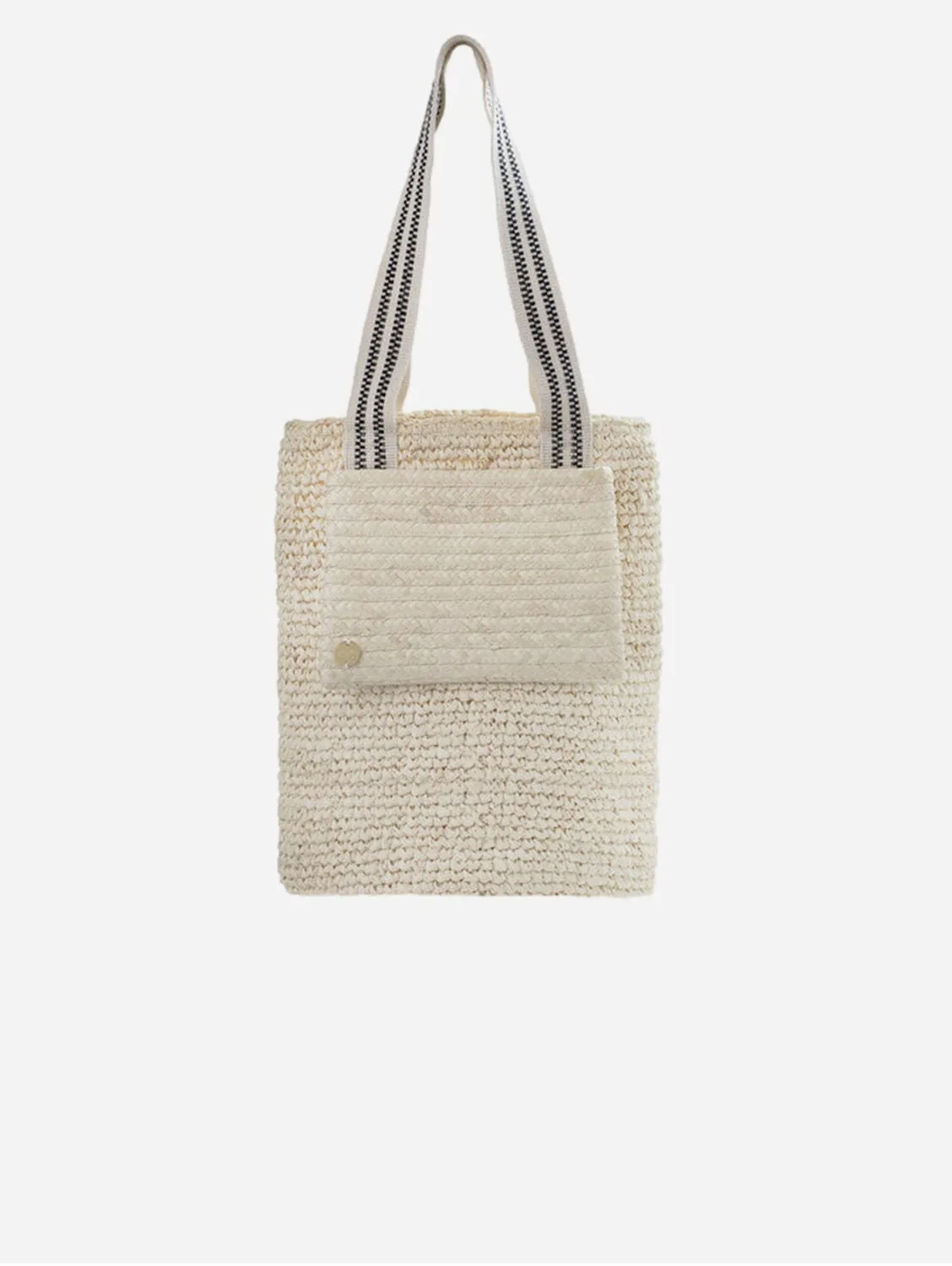 Cemagi Handwoven Raffia Tote Bag | Black & Cream