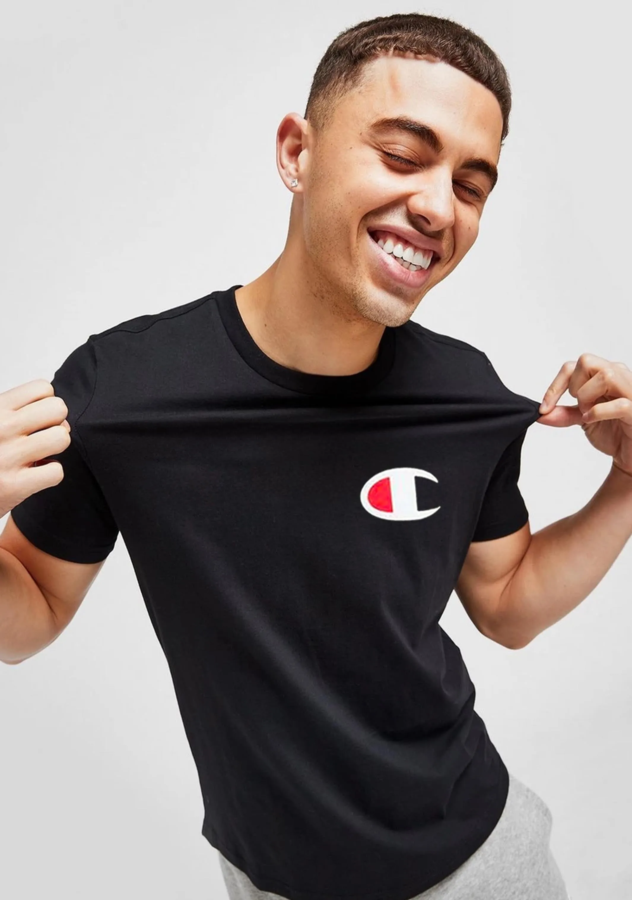 Champion Men??s C Logo Short Sleeve Tee Black