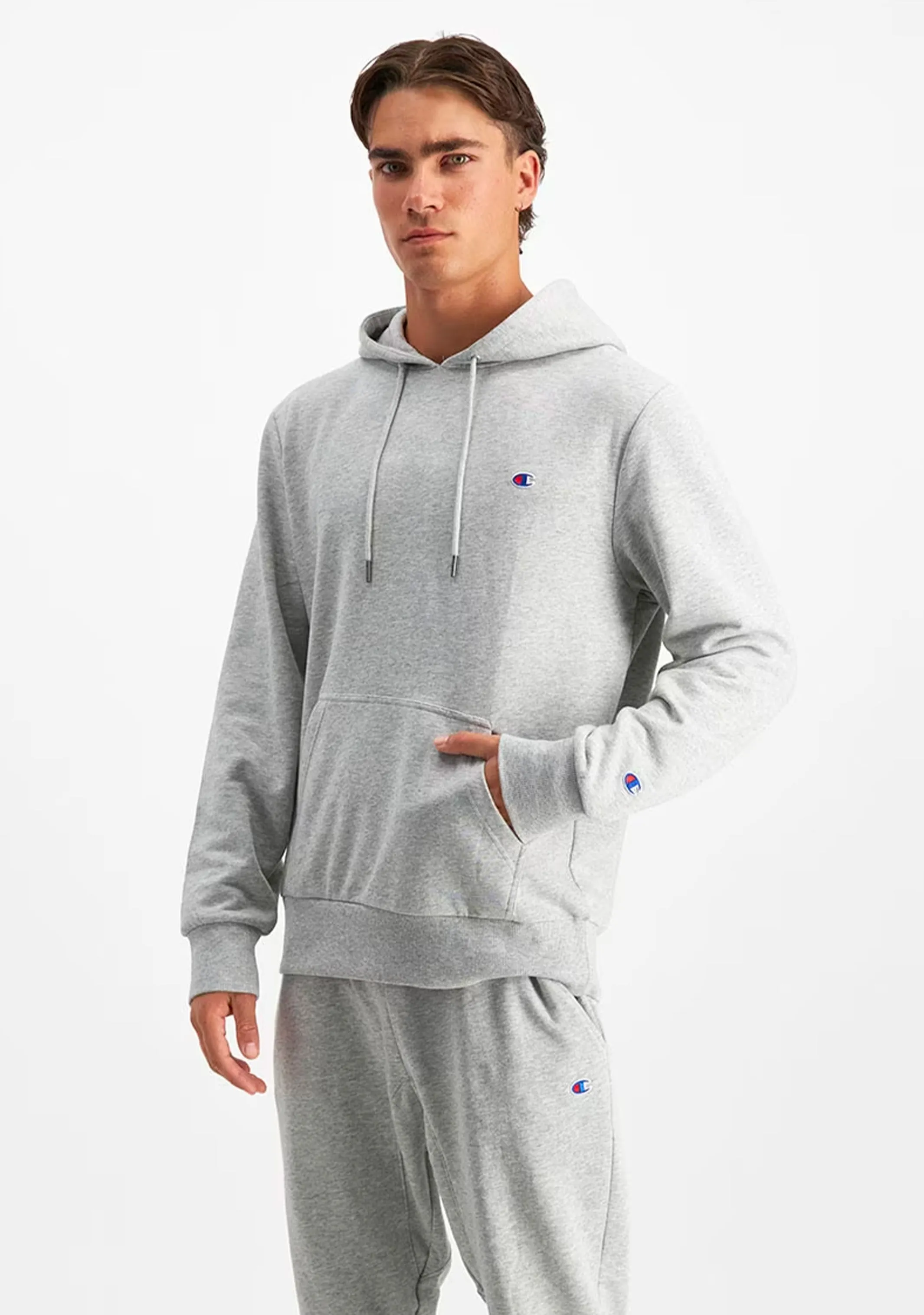 Champion Men??s Lightweight French Terry C Logo Hoodie Oxford Heather