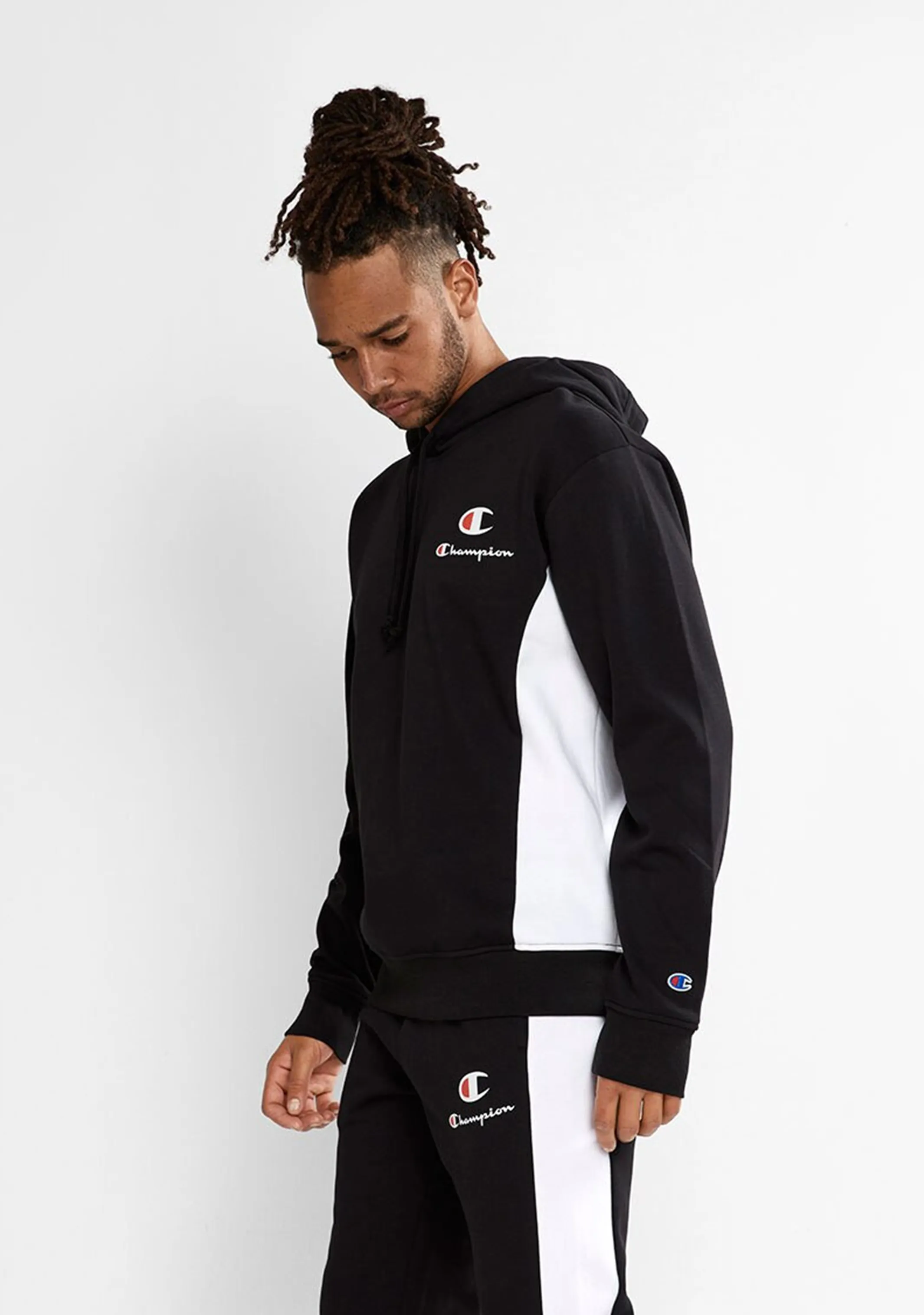 Champion Men??s Panel Hoodie Black/White