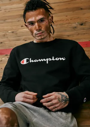 Champion Men??s Script Crew Black
