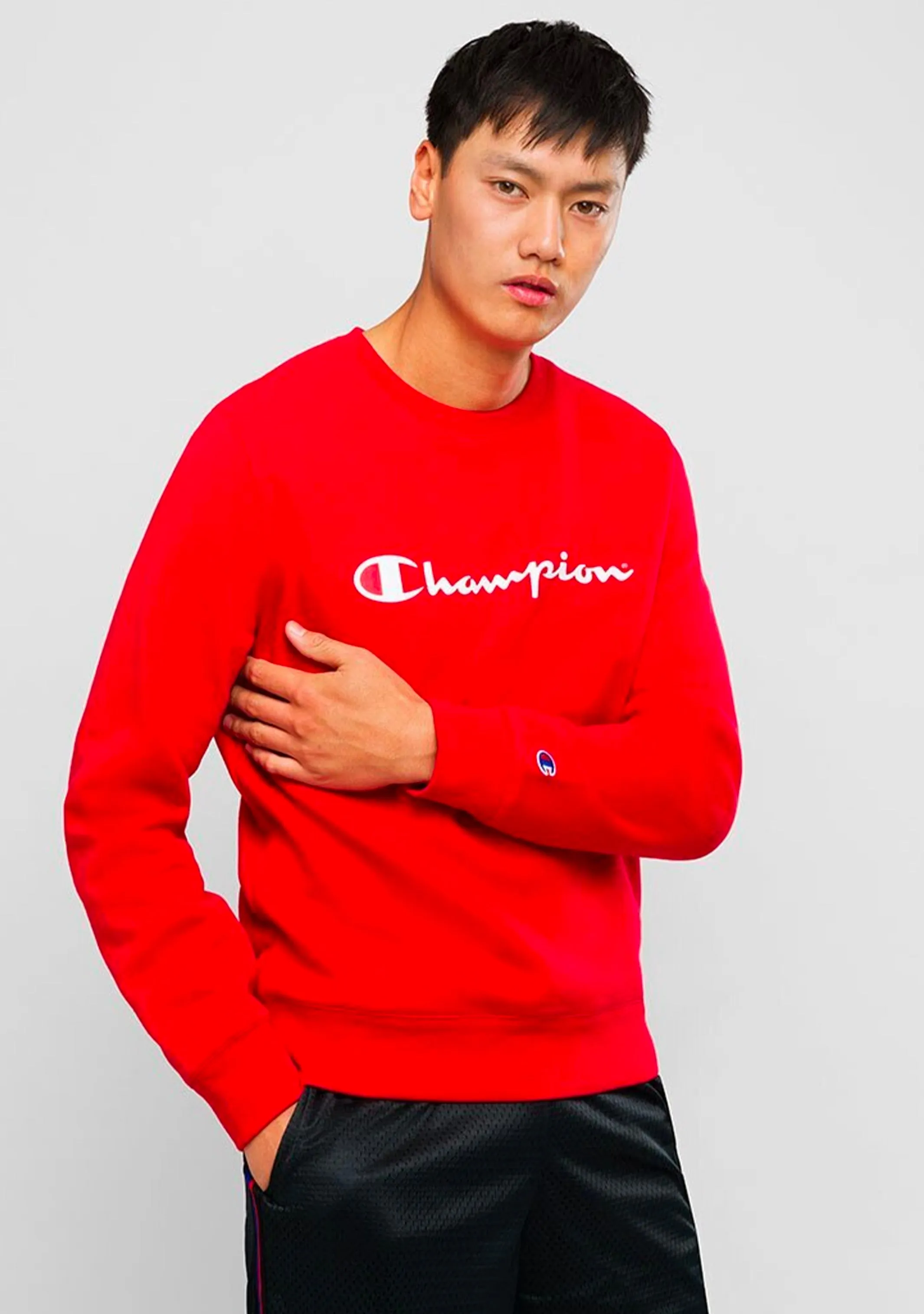 Champion Men??s Script Crew Cherry Red