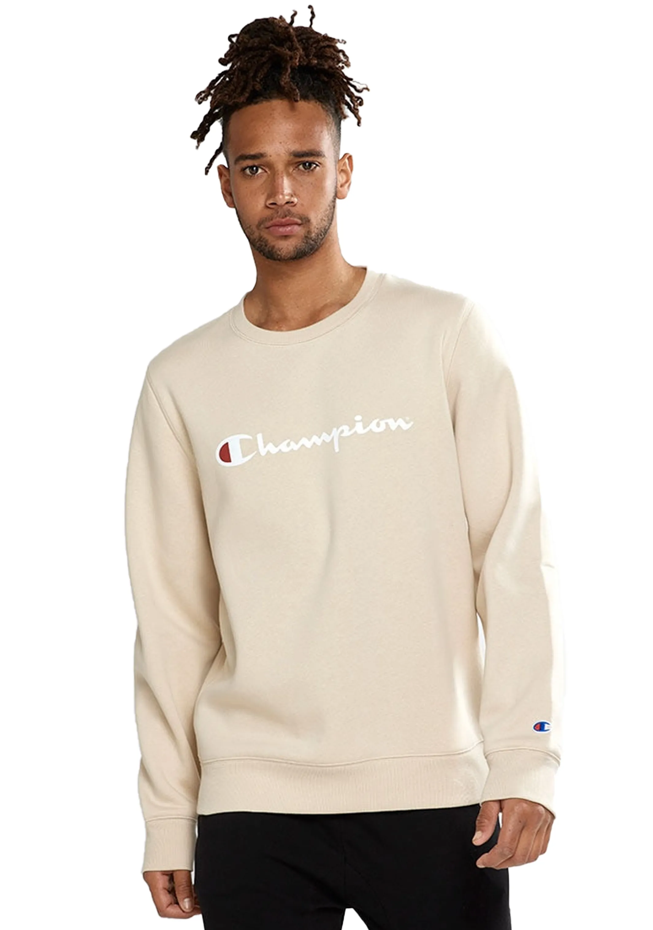 Champion Men??s Script Crew Cream