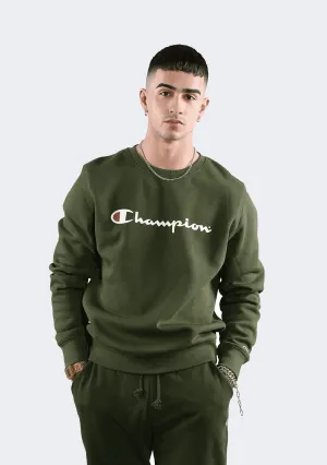 Champion Men??s Script Crew Forrest Green