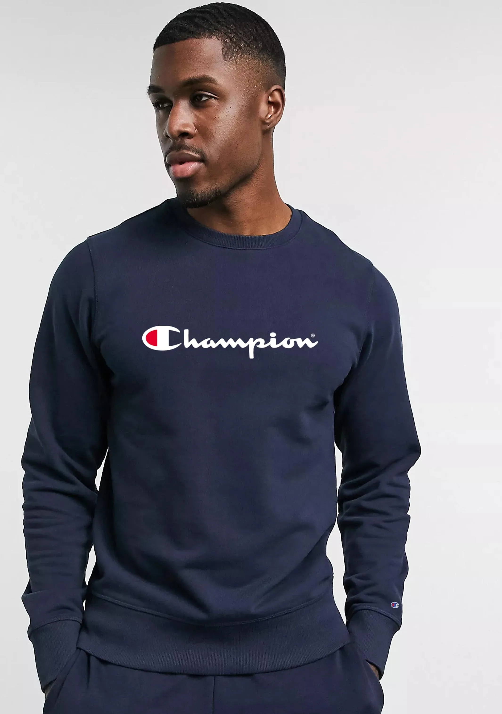 Champion Men??s Script Crew Navy
