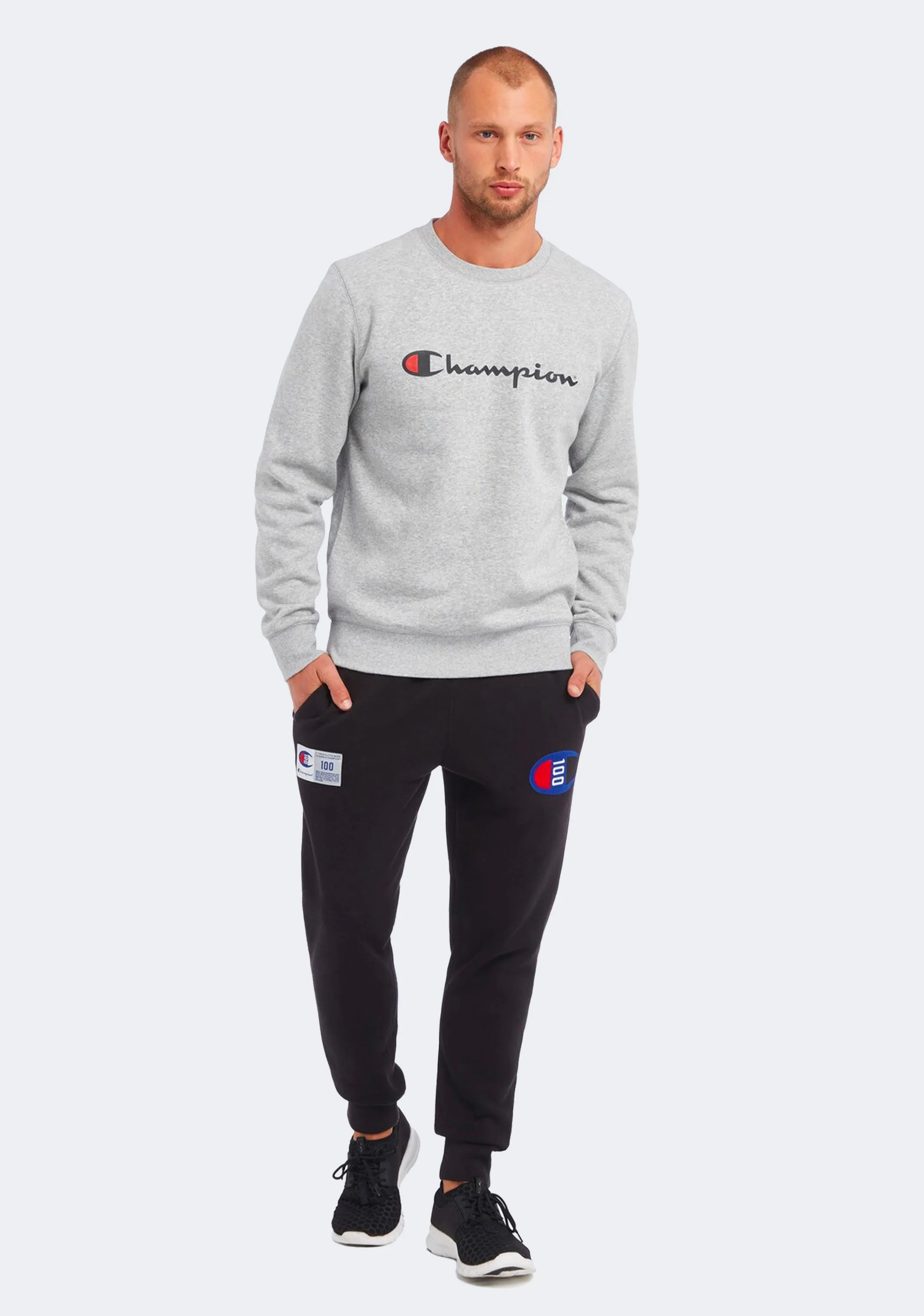 Champion Men??s Script Crew Oxford Heather