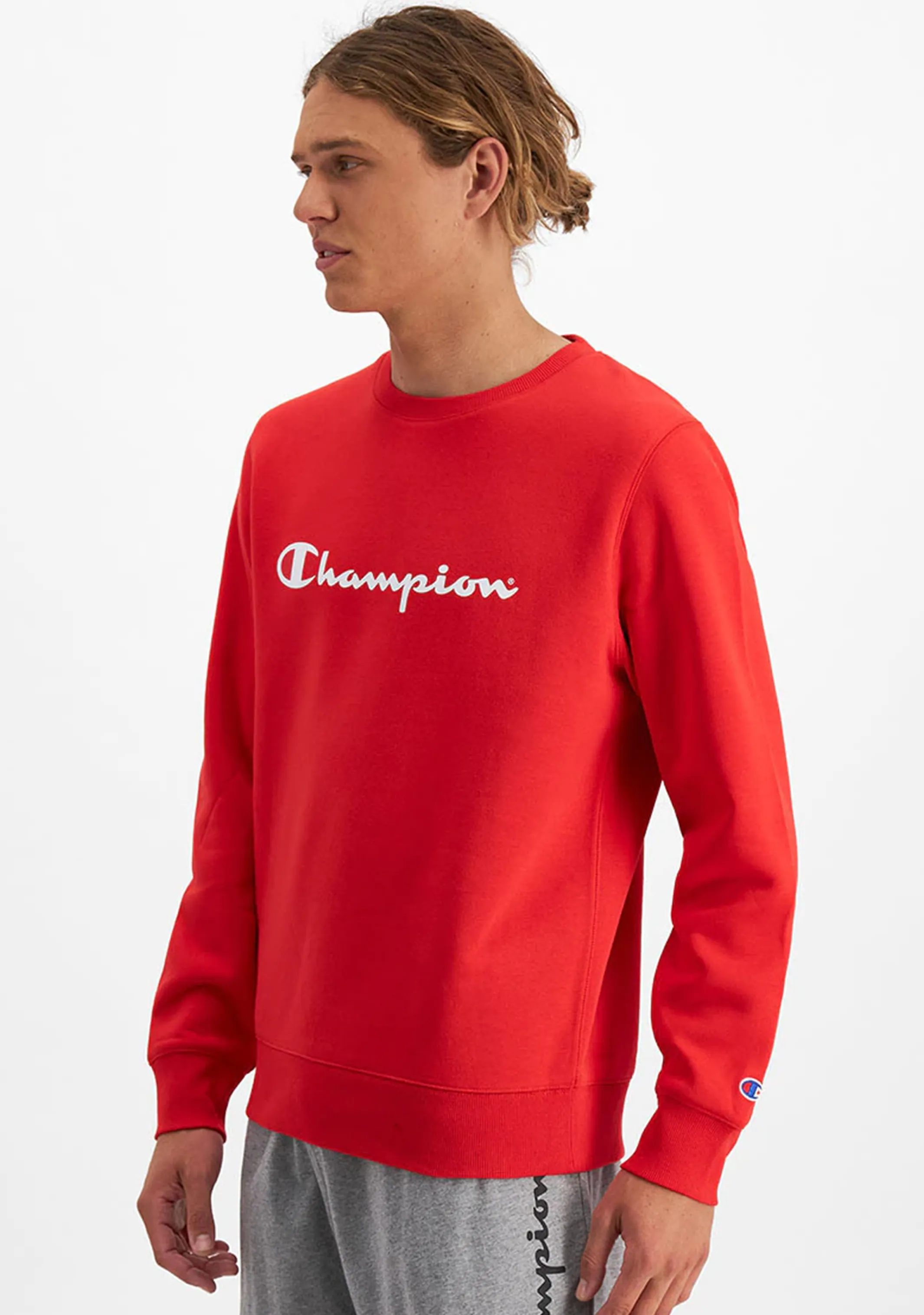 Champion Men??s Script Crew Red