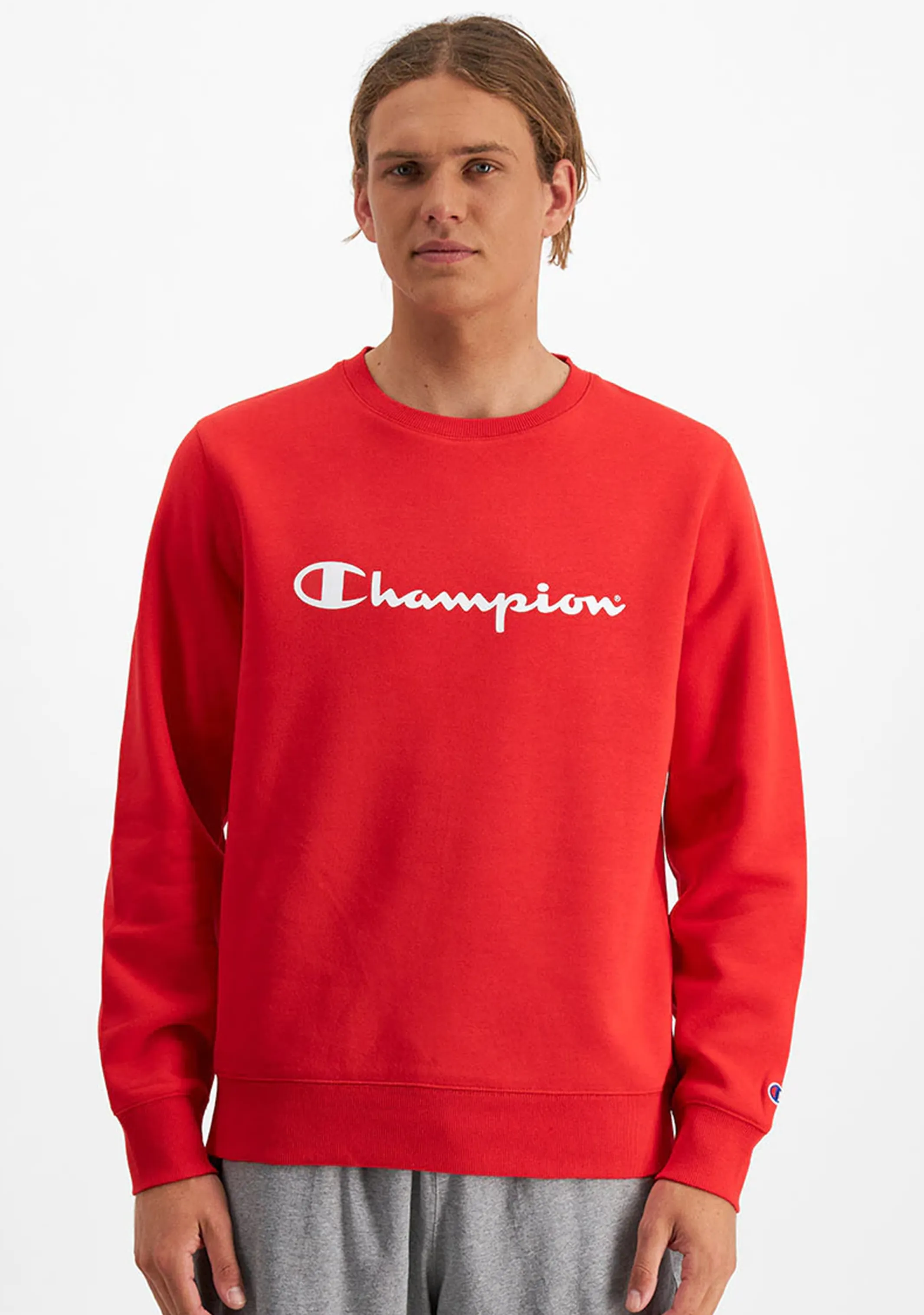 Champion Men??s Script Crew Red
