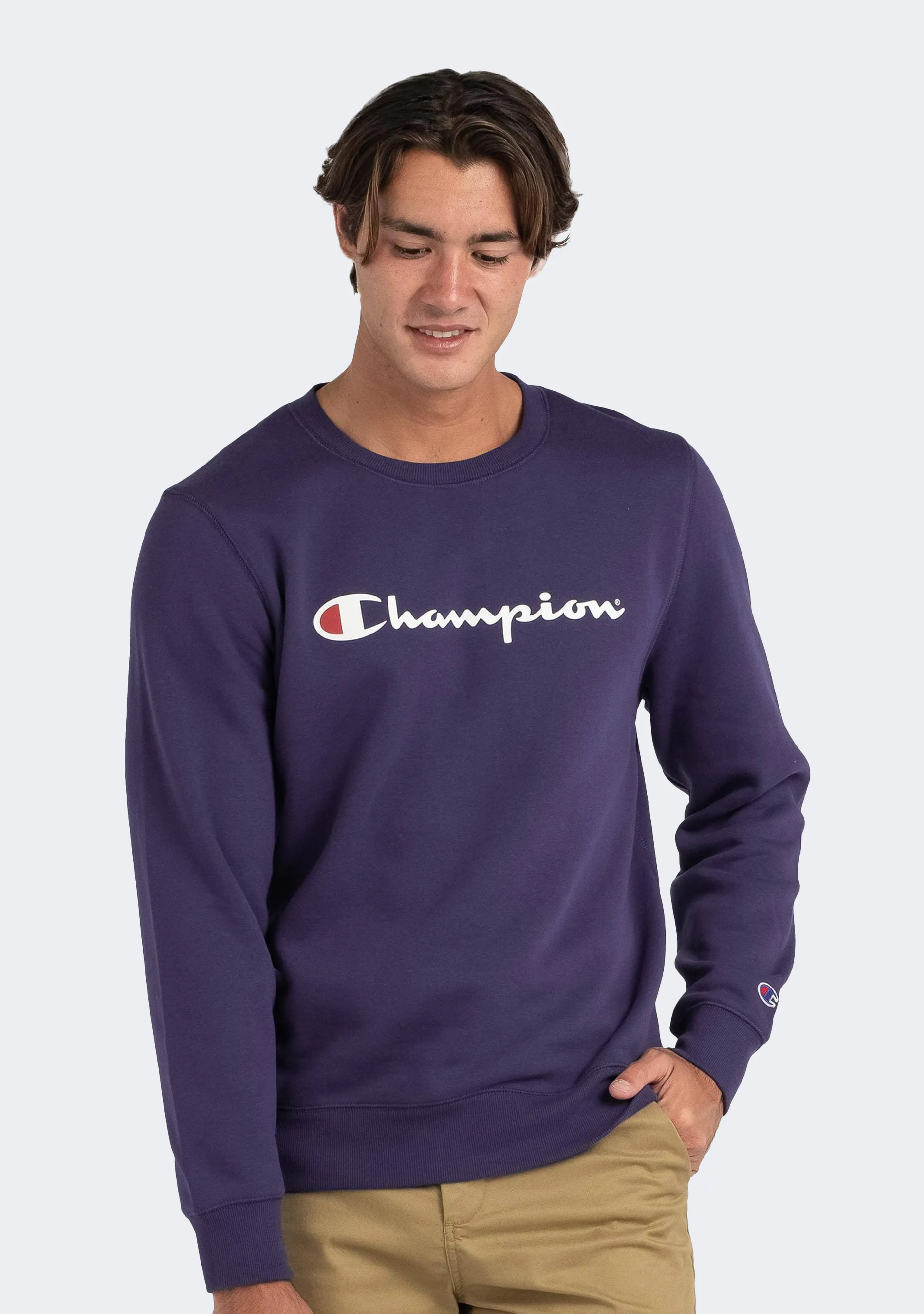 Champion Men??s Script Crew Violet