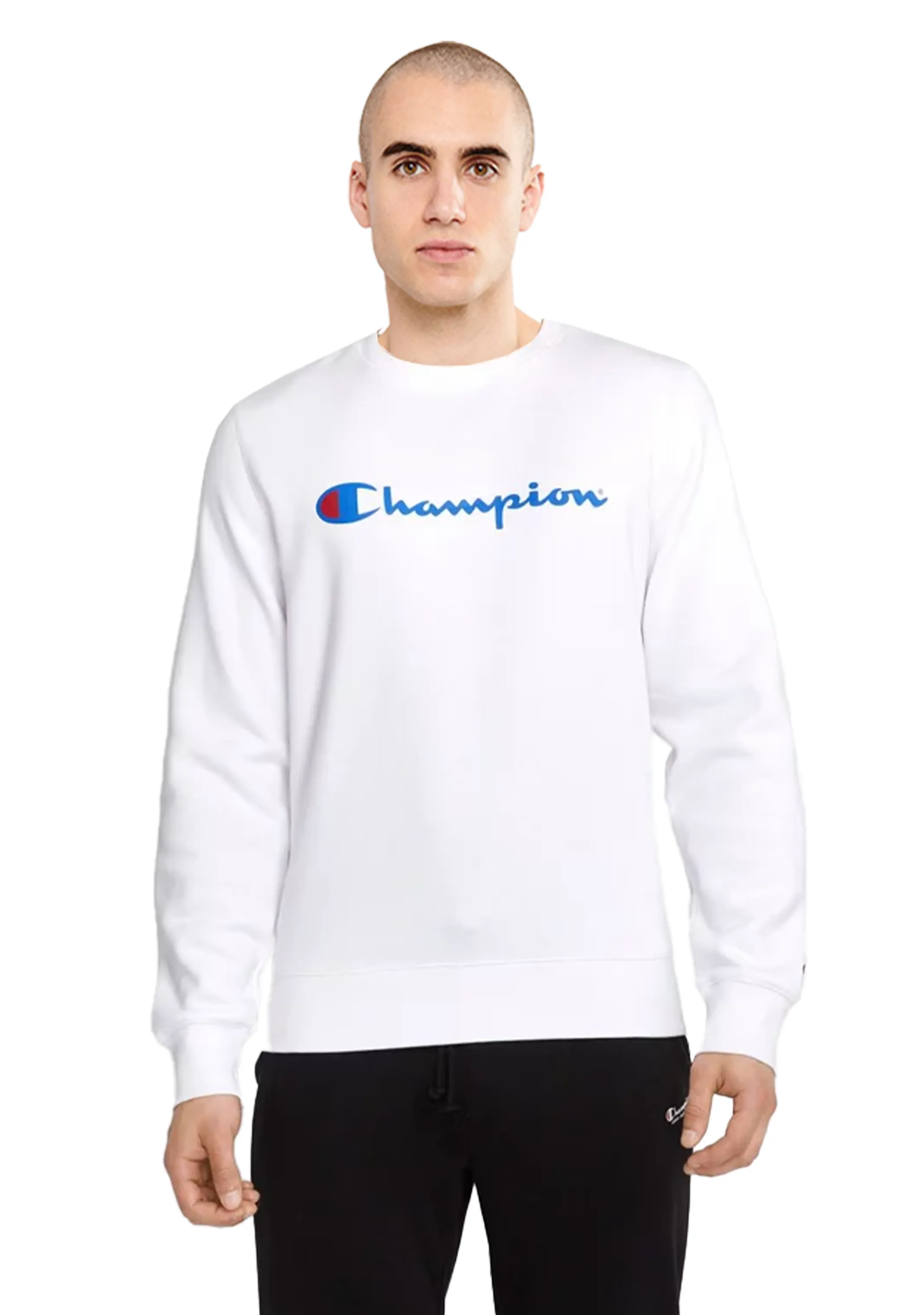 Champion Men??s Script Crew White