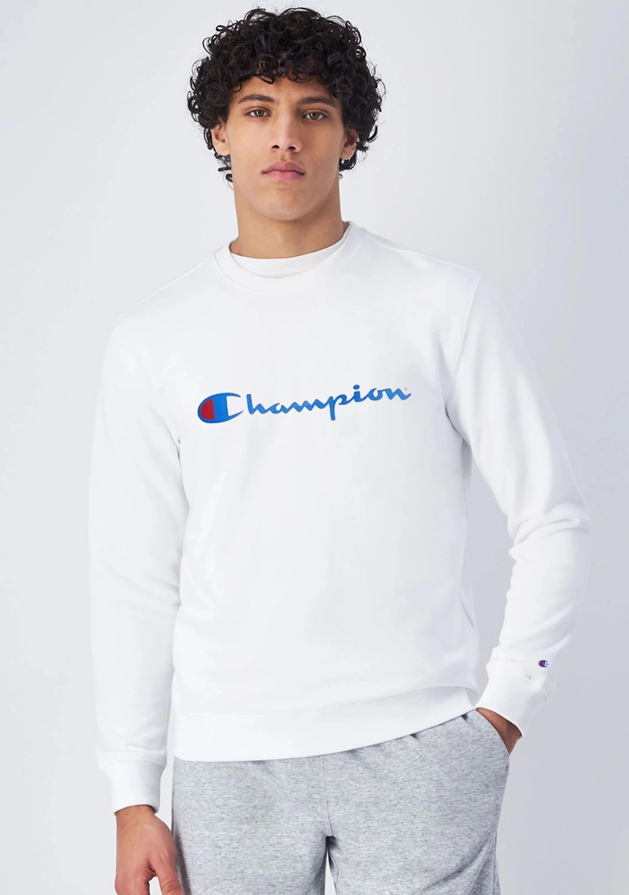 Champion Men??s Script Crew White