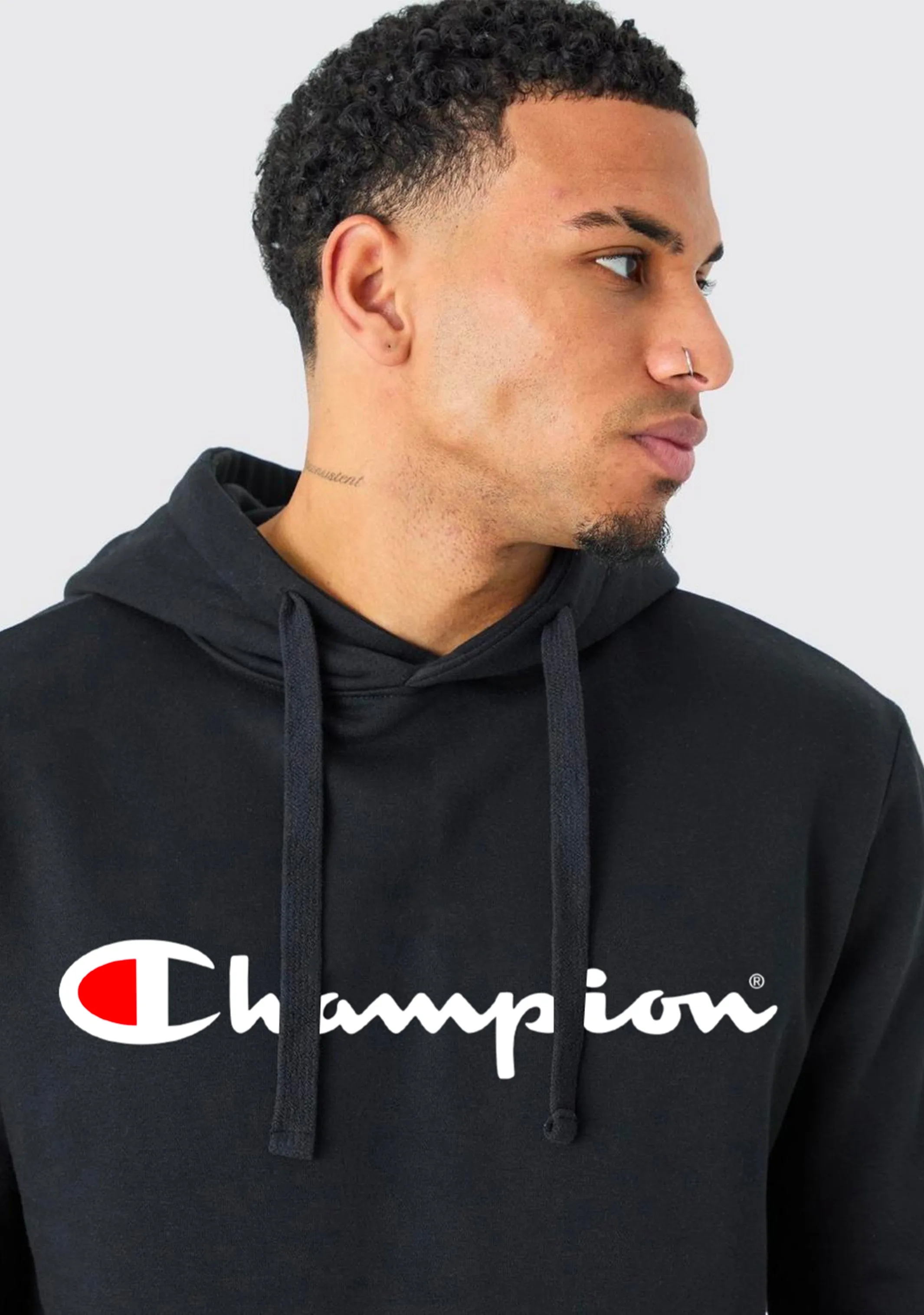 Champion Men??s Script Hoodie Black