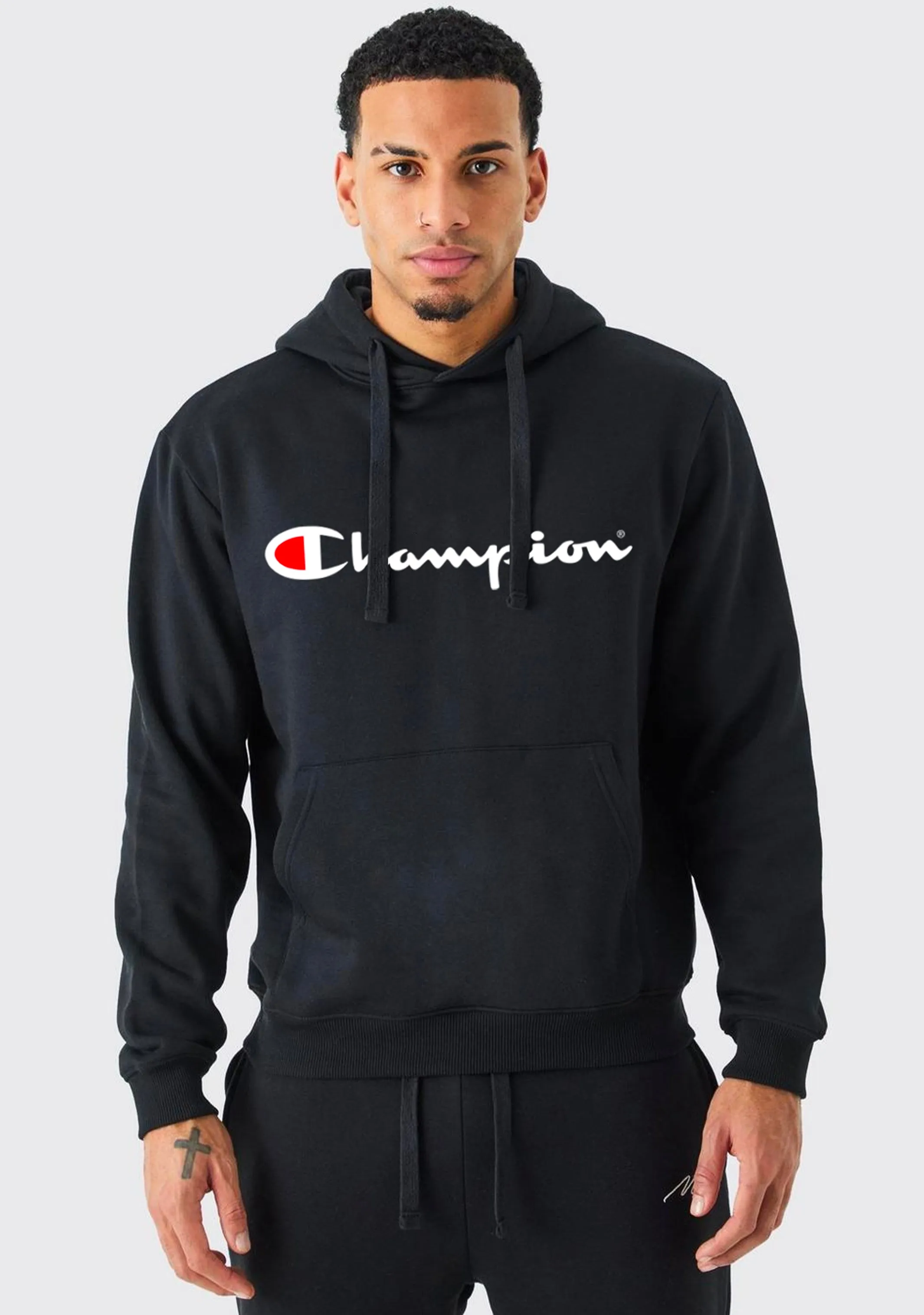 Champion Men??s Script Hoodie Black