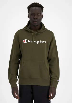 Champion Men??s Script Hoodie Forest Green
