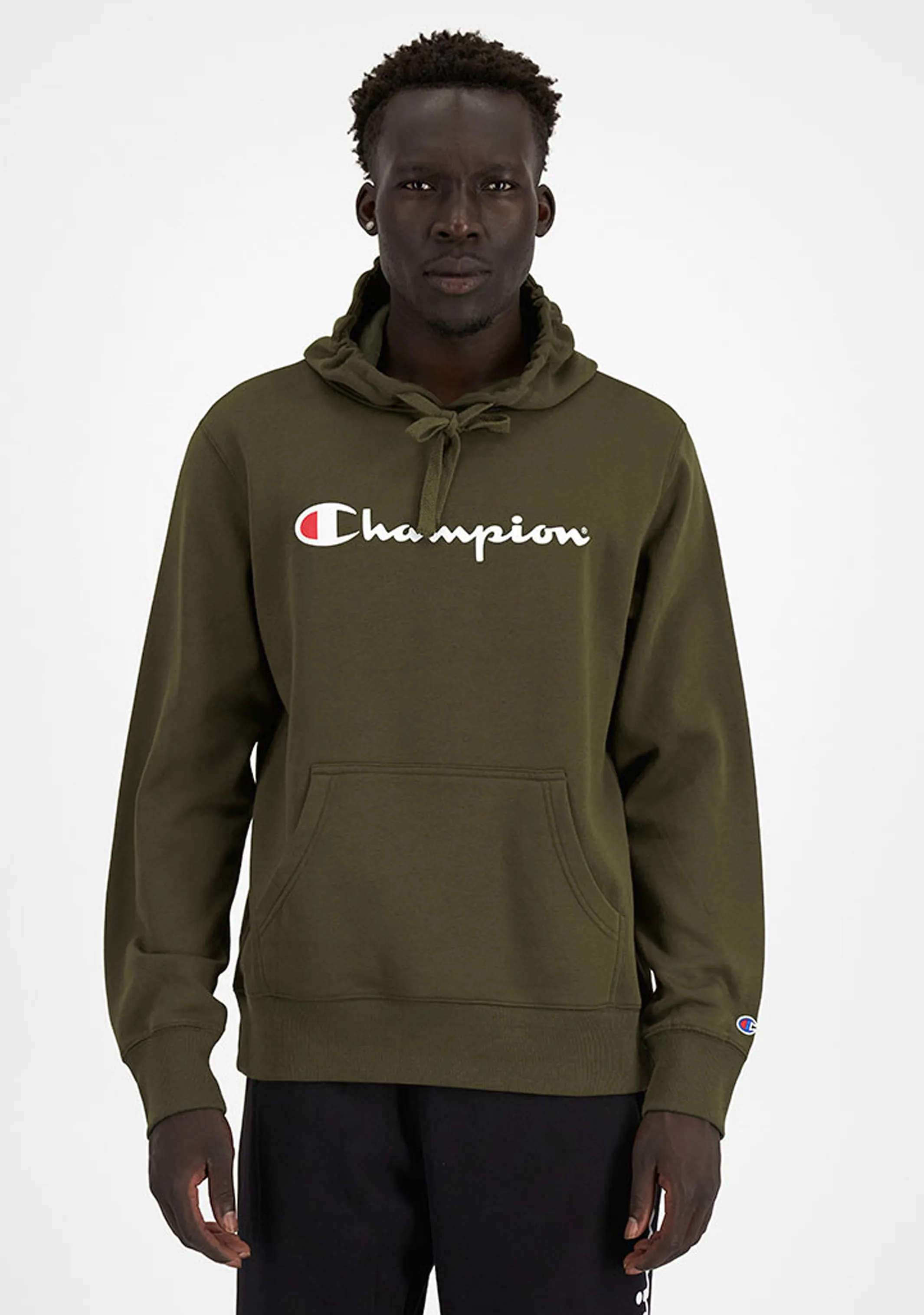 Champion Men??s Script Hoodie Forest Green