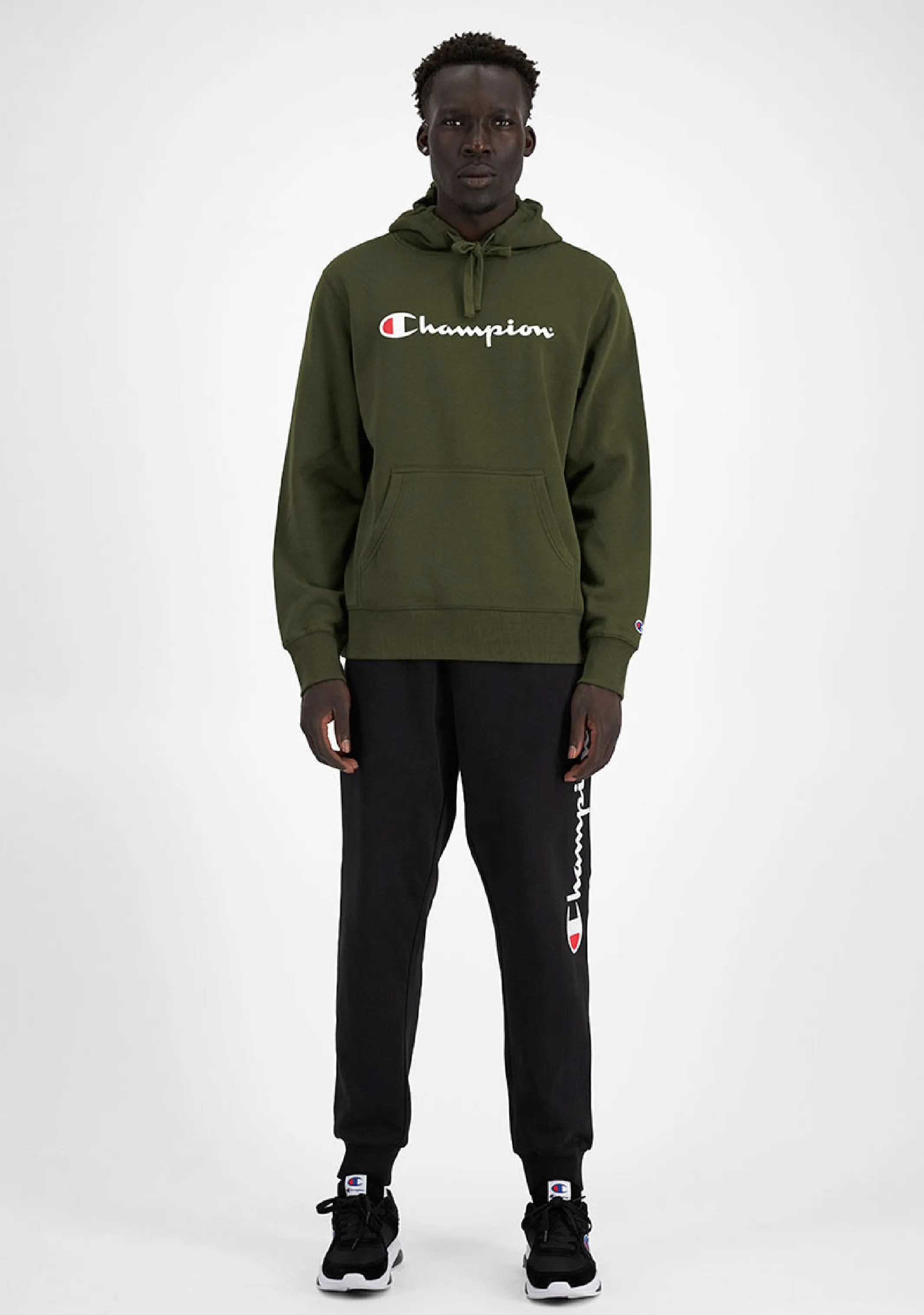 Champion Men??s Script Hoodie Forest Green