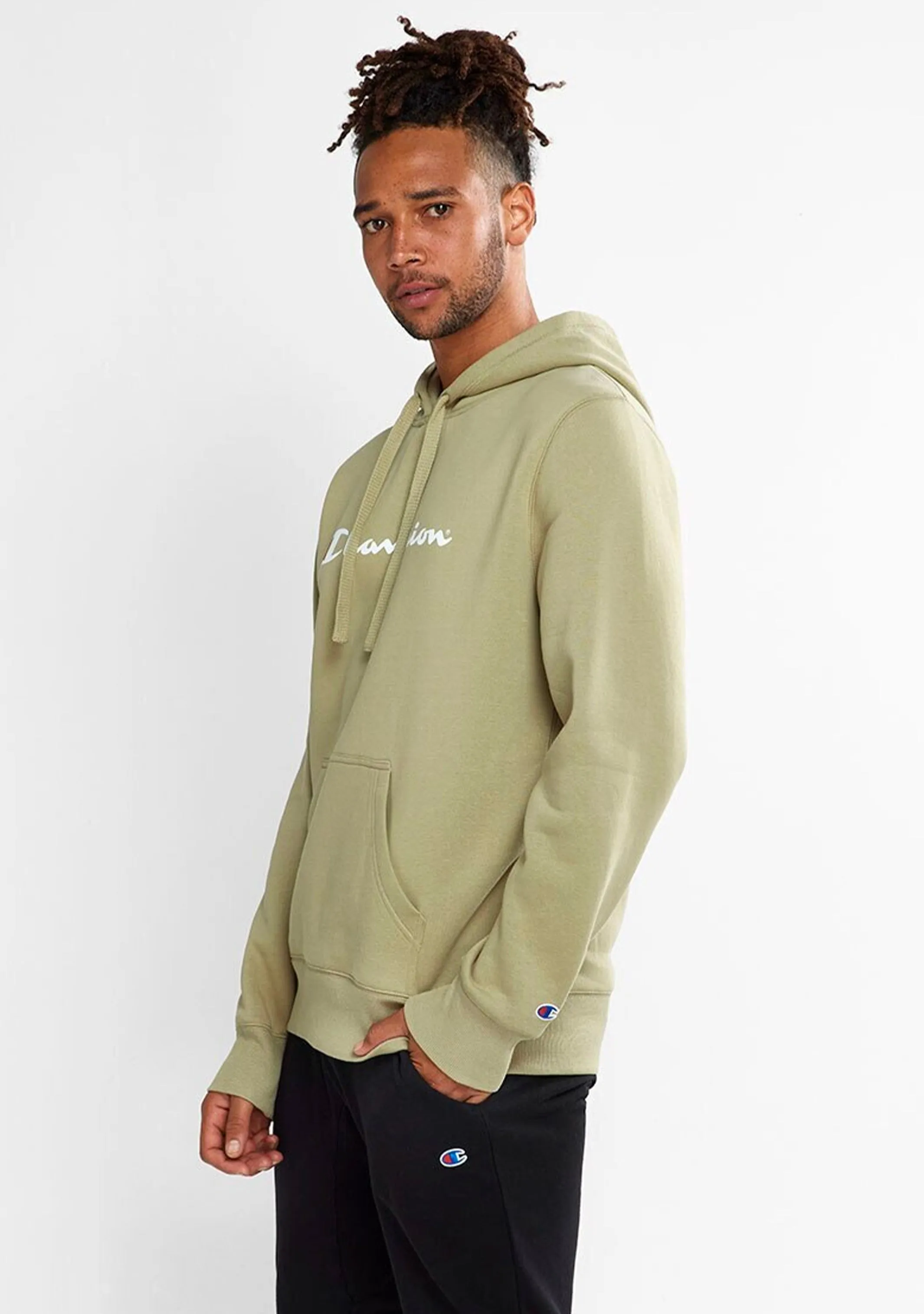 Champion Men??s Script Hoodie Khaki