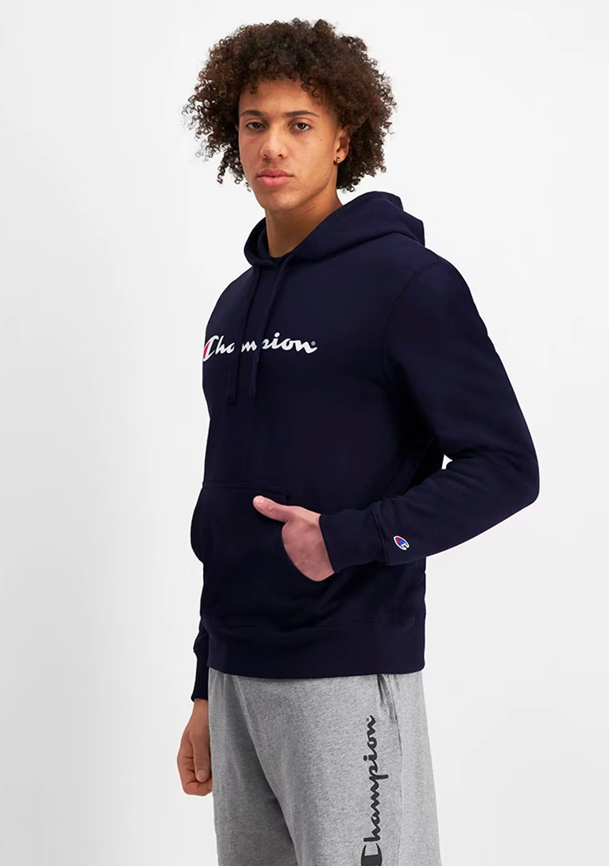 Champion Men??s Script Hoodie Navy