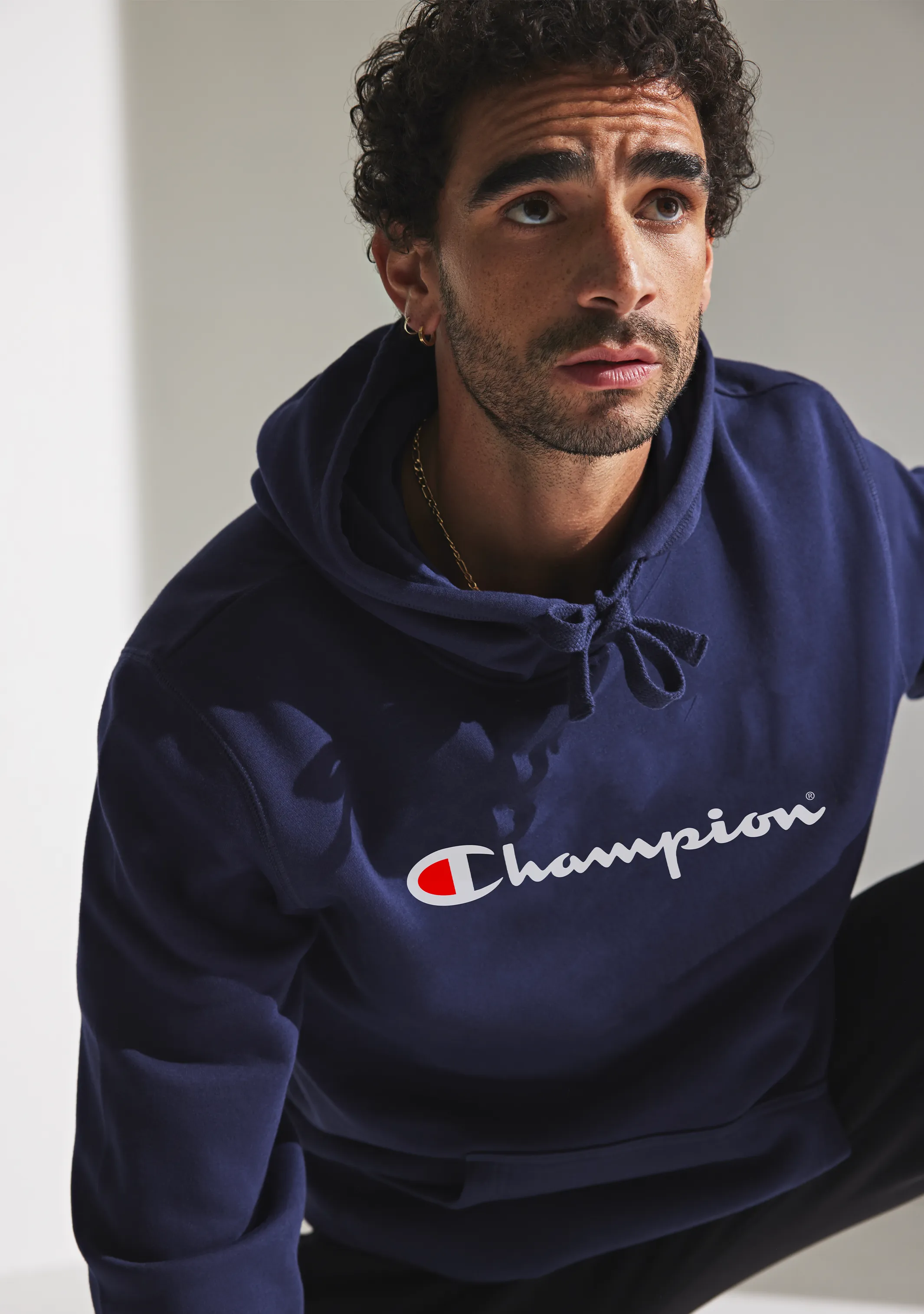 Champion Men??s Script Hoodie Navy