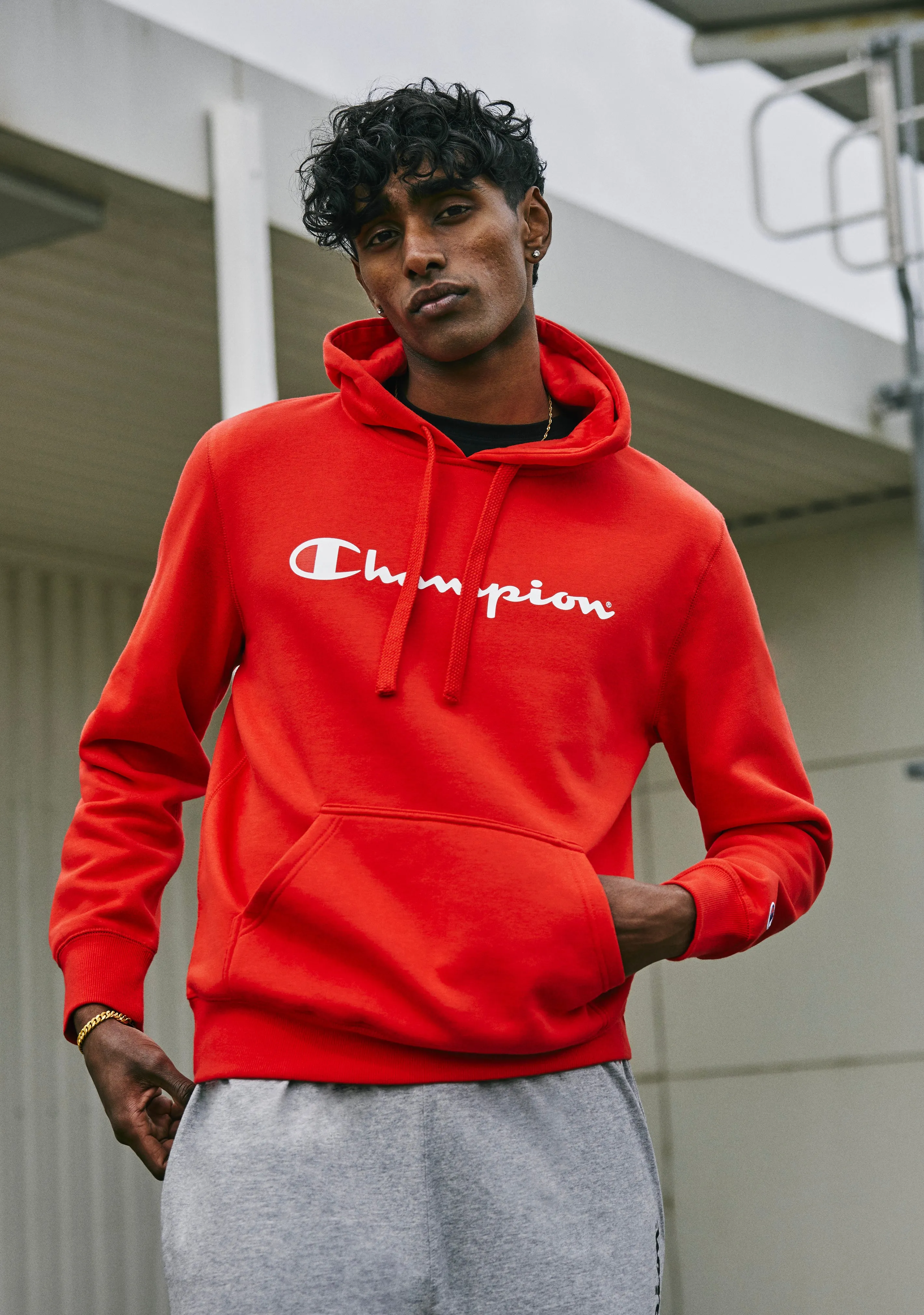 Champion Men??s Script Hoodie Red