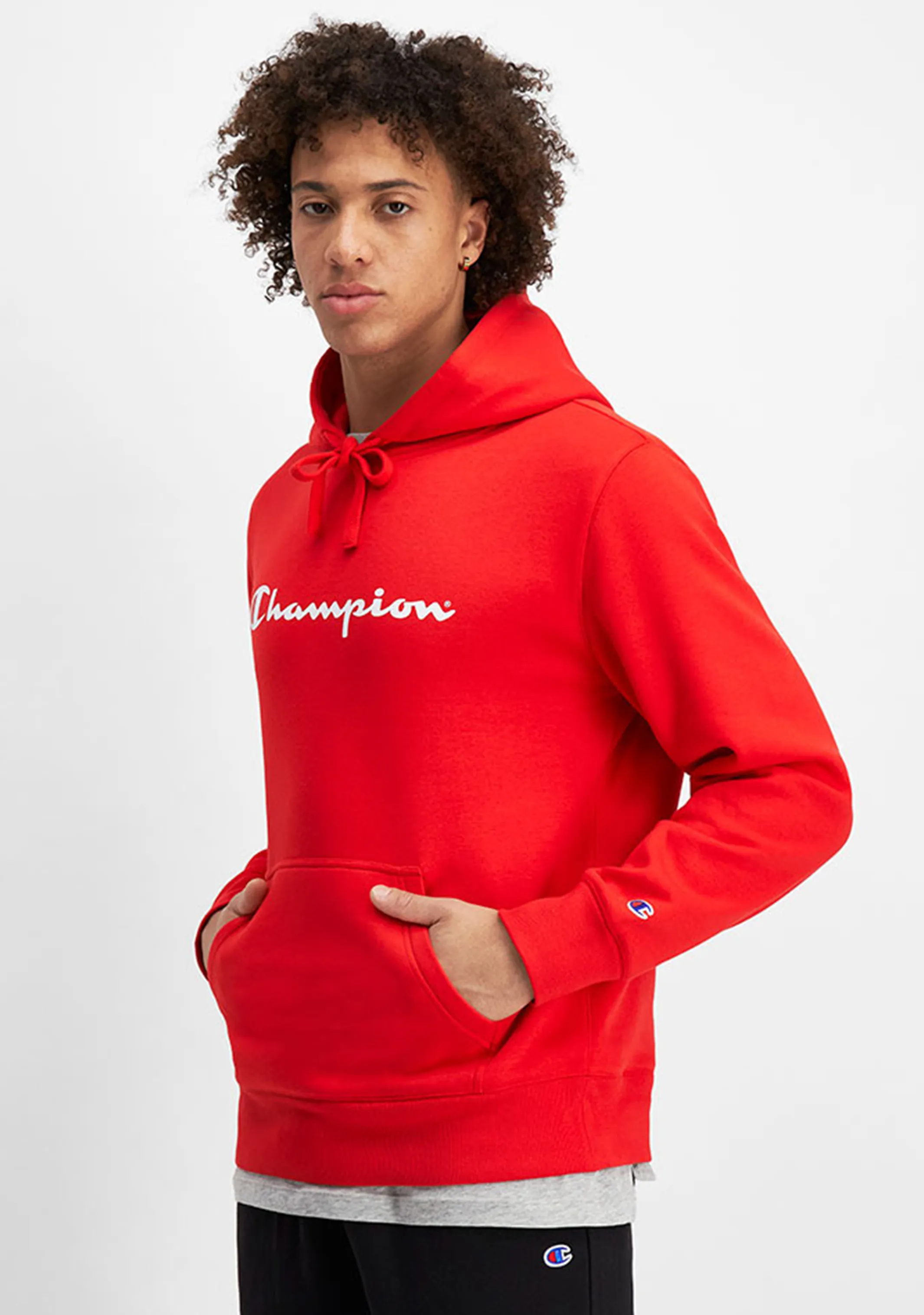 Champion Men??s Script Hoodie Red