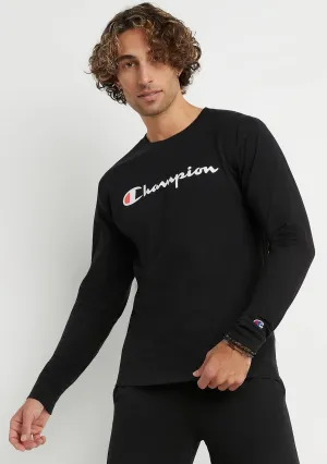 Champion Mens Script Long Sleeve Tee Black