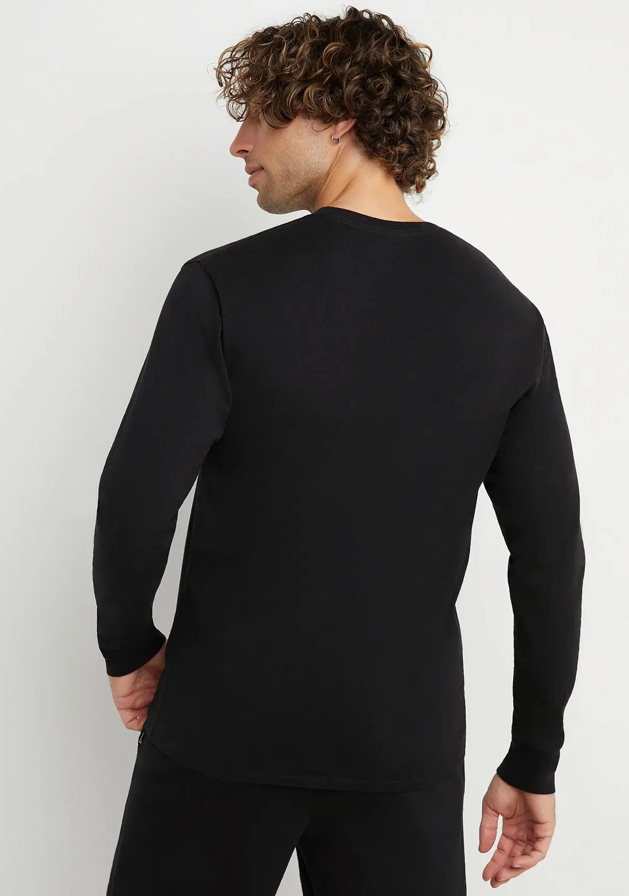 Champion Mens Script Long Sleeve Tee Black