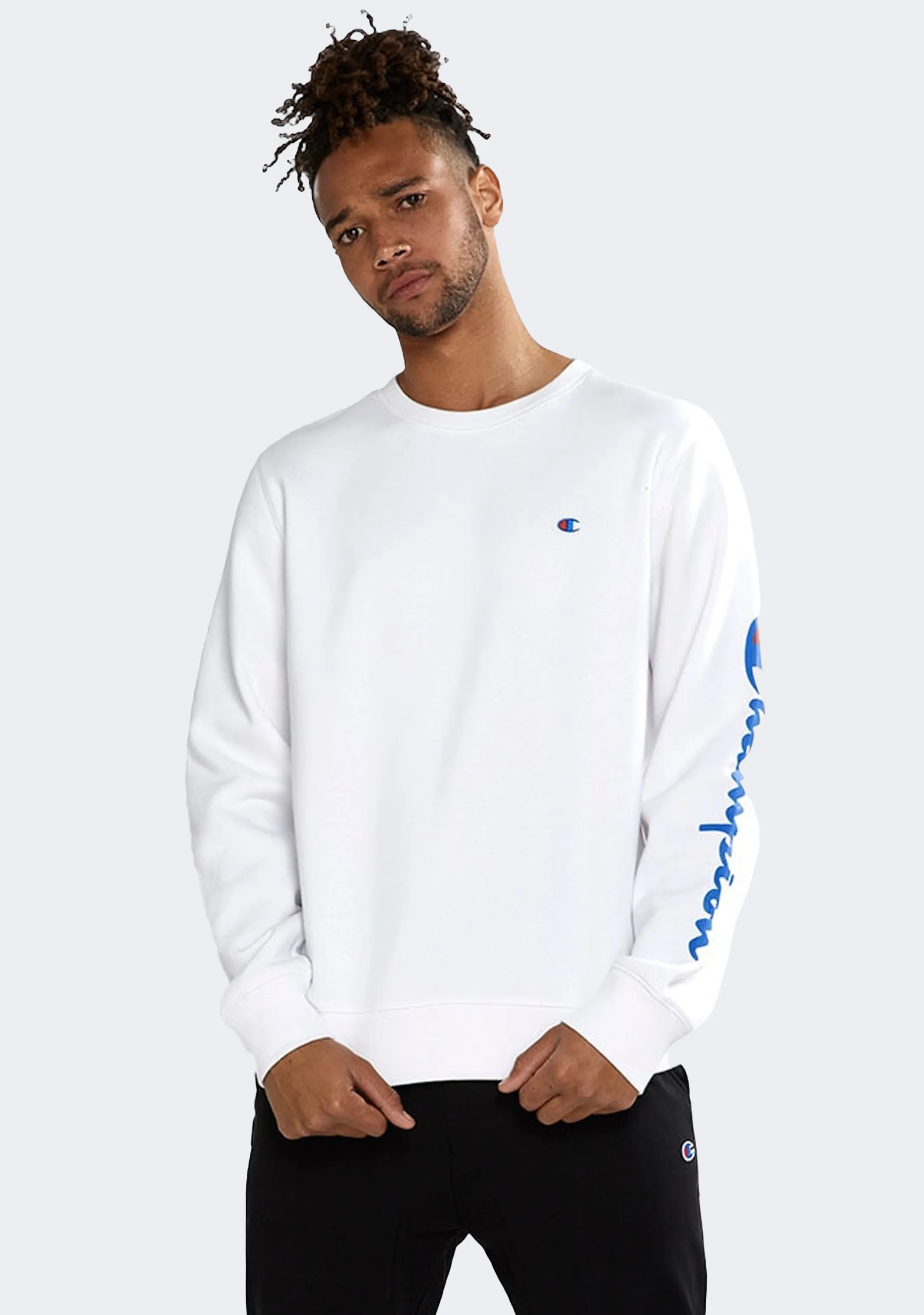 Champion Men??s Sporty Graphic Crew White