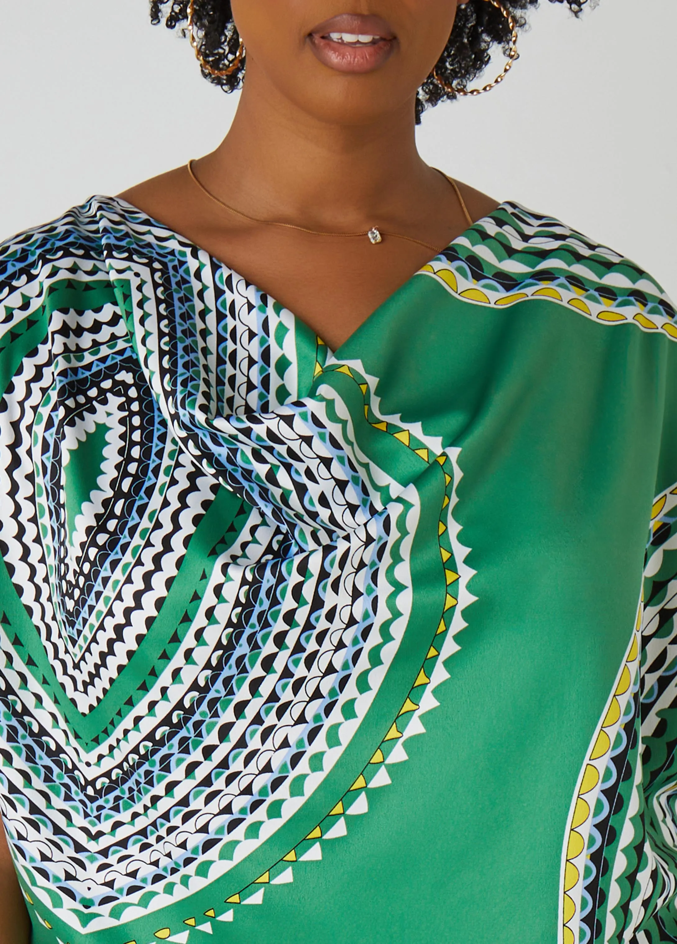 Circle Print Satin Blouse