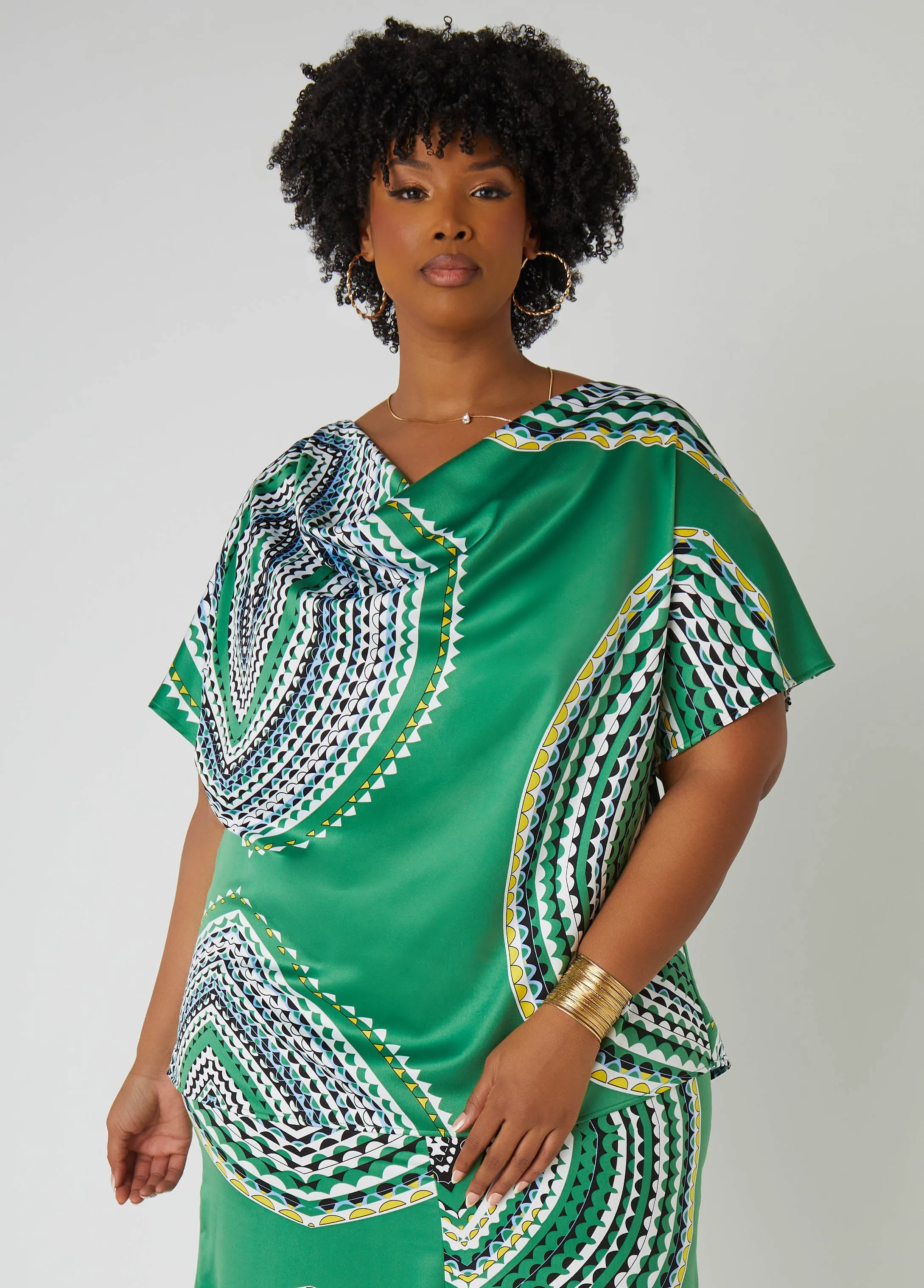 Circle Print Satin Blouse