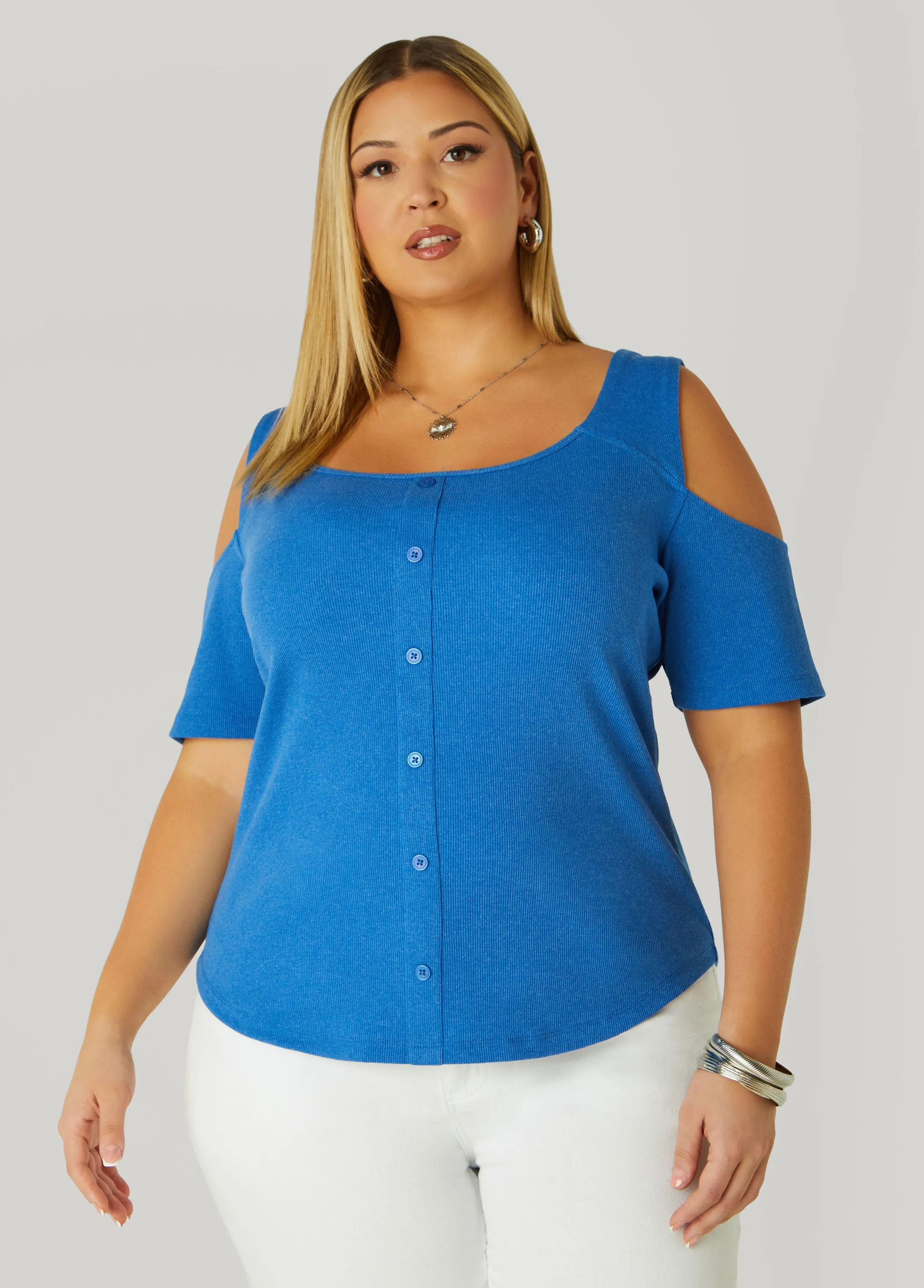 Cold Shoulder Button Detailed Top
