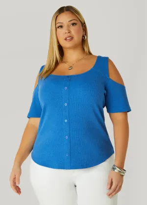 Cold Shoulder Button Detailed Top
