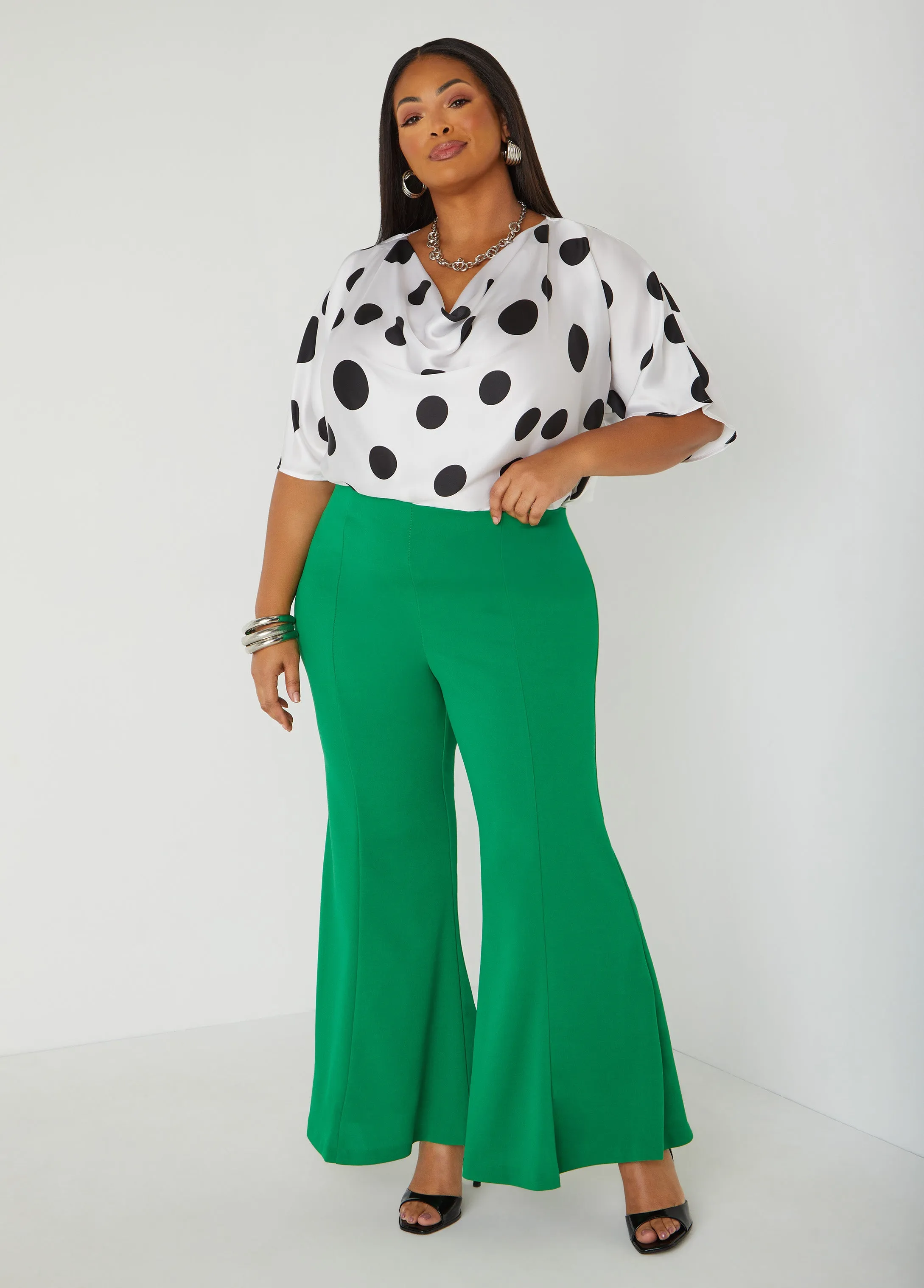 Cowl Neck Polka Dot Blouse