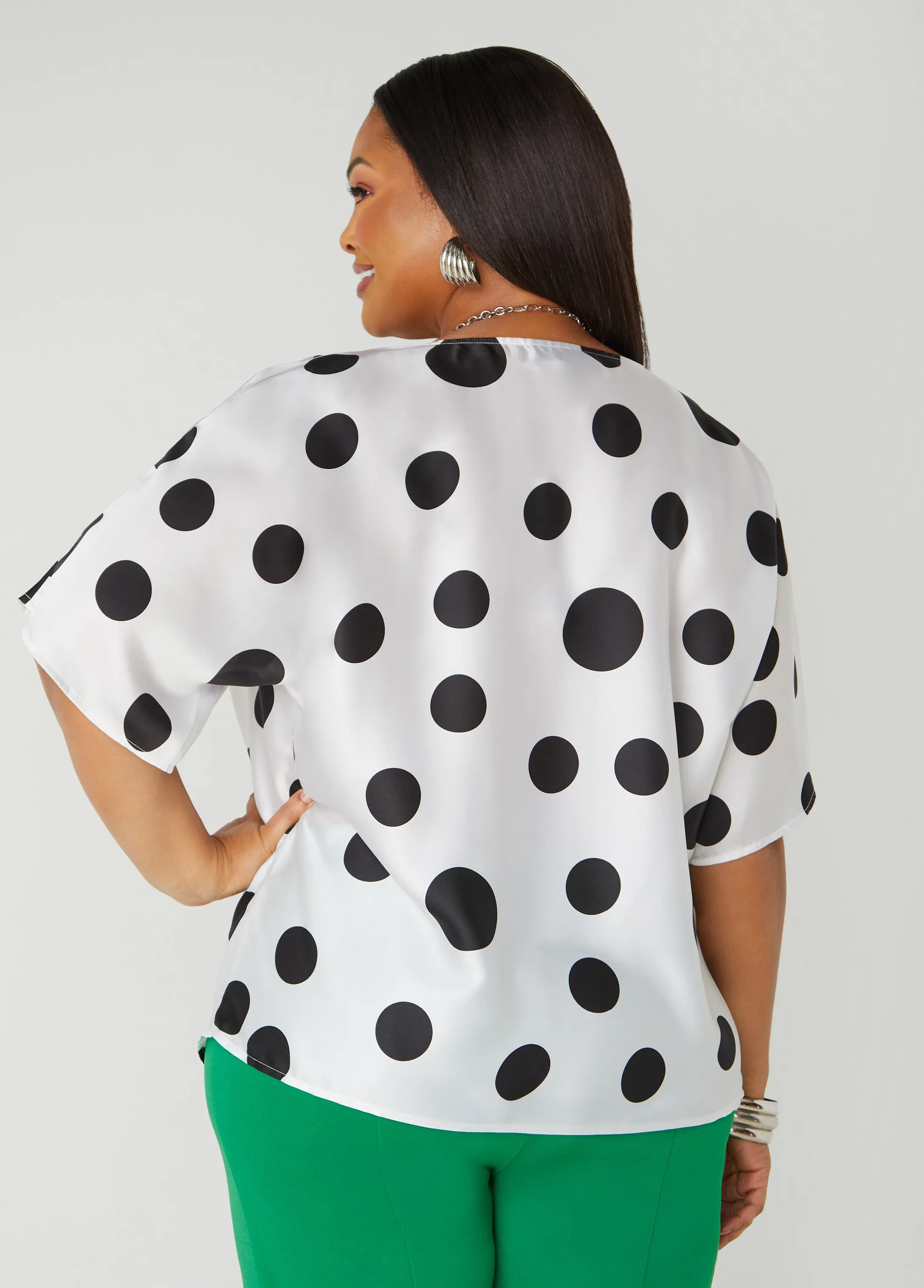 Cowl Neck Polka Dot Blouse