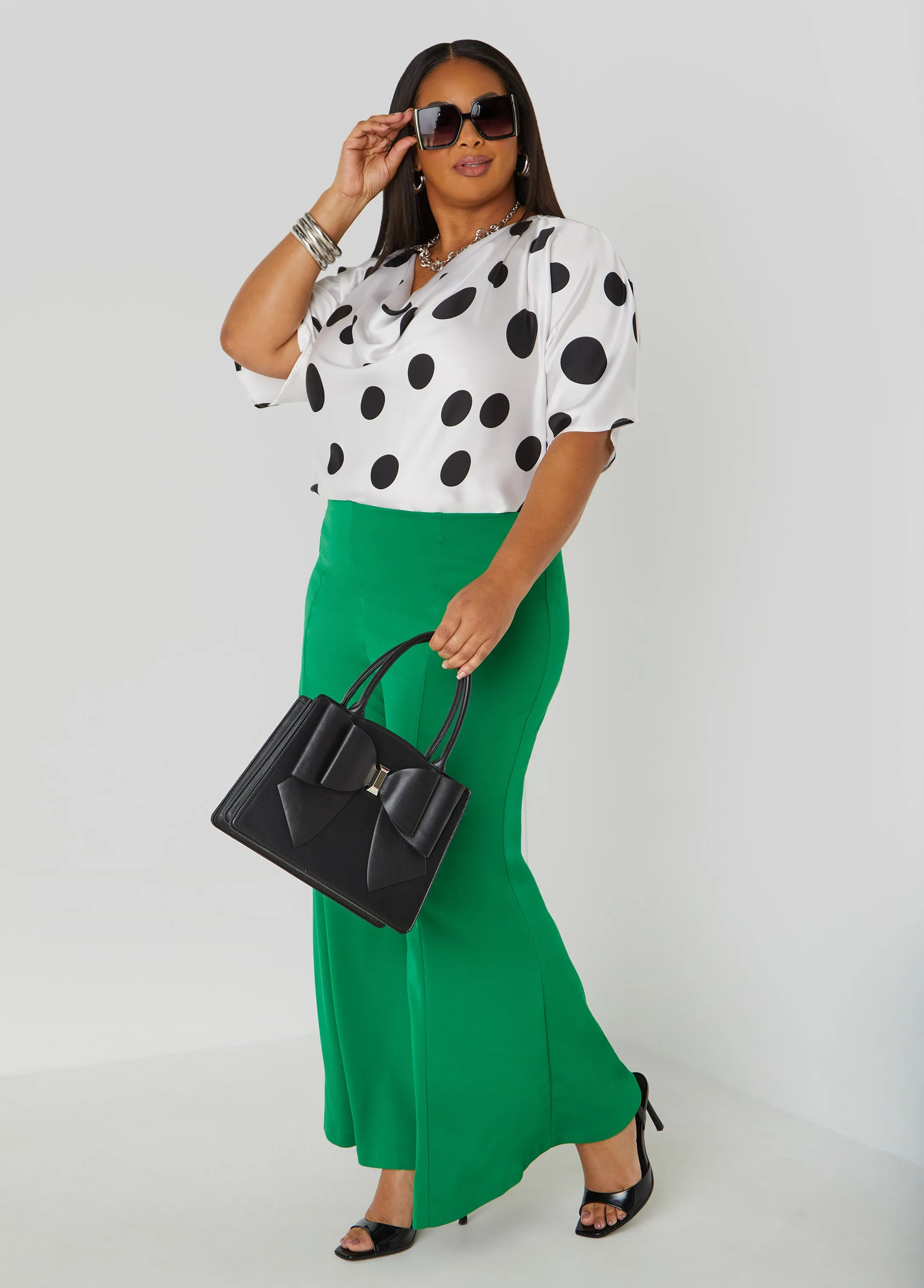 Cowl Neck Polka Dot Blouse