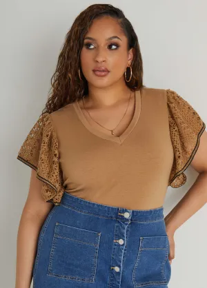Crochet Sleeved Jersey Top