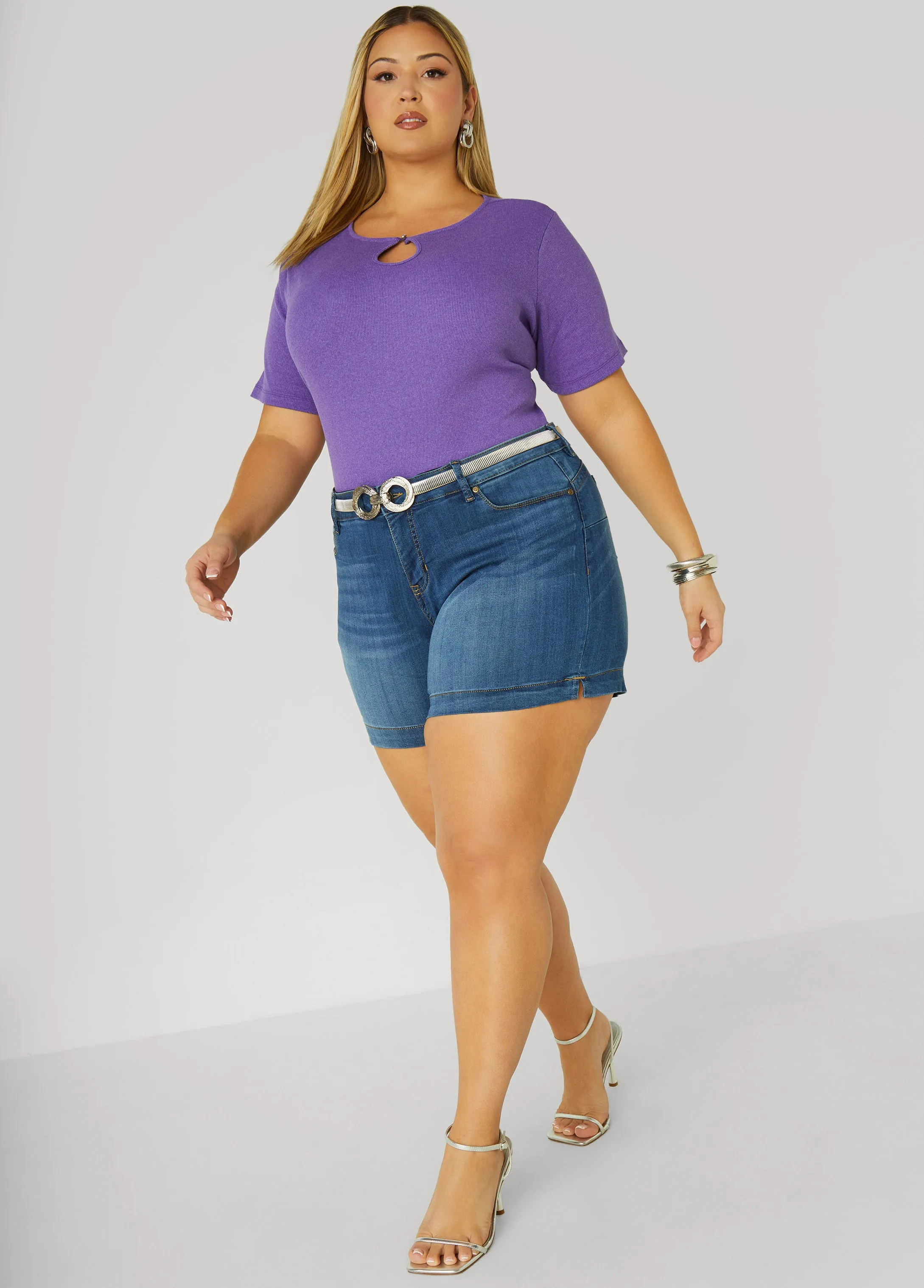 Crystal Keyhole Ribbed Top